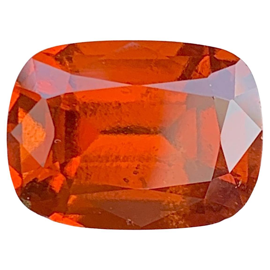 Reddish Orange Garnet Gemstone: 5.65 Carat Cushion Cut January Birthstone