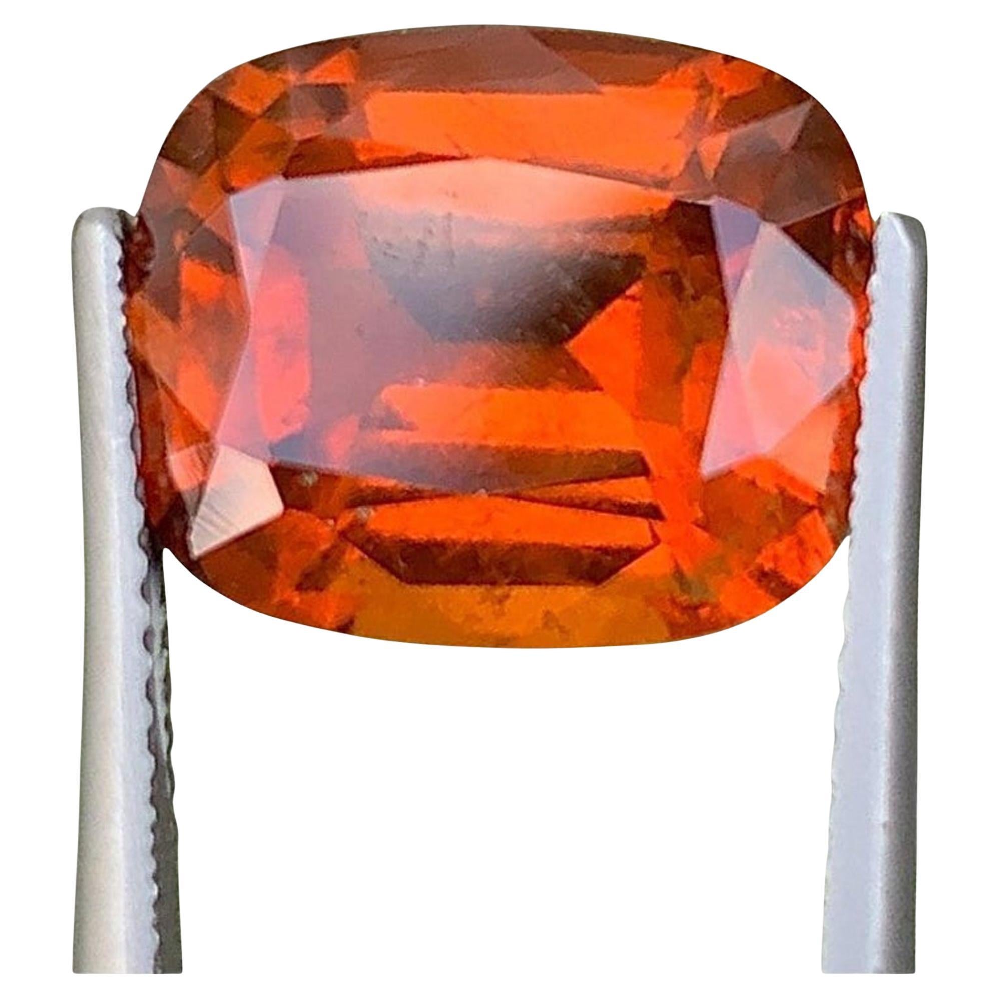 Reddish Orange Garnet Gemstone: 8.87 Carat Cushion Cut January Birthstone