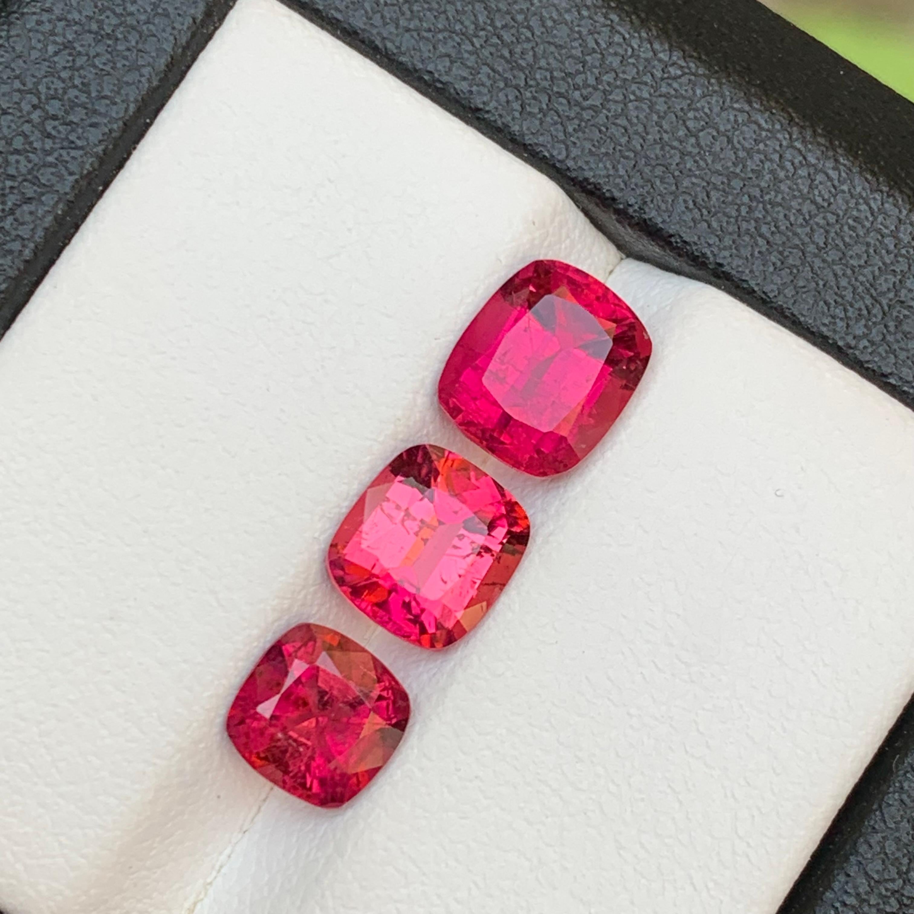 Cushion Cut Reddish Pink Natural Rubellite Tourmaline Loose Gemstones 4.45 Ct Cushion-Jewel For Sale