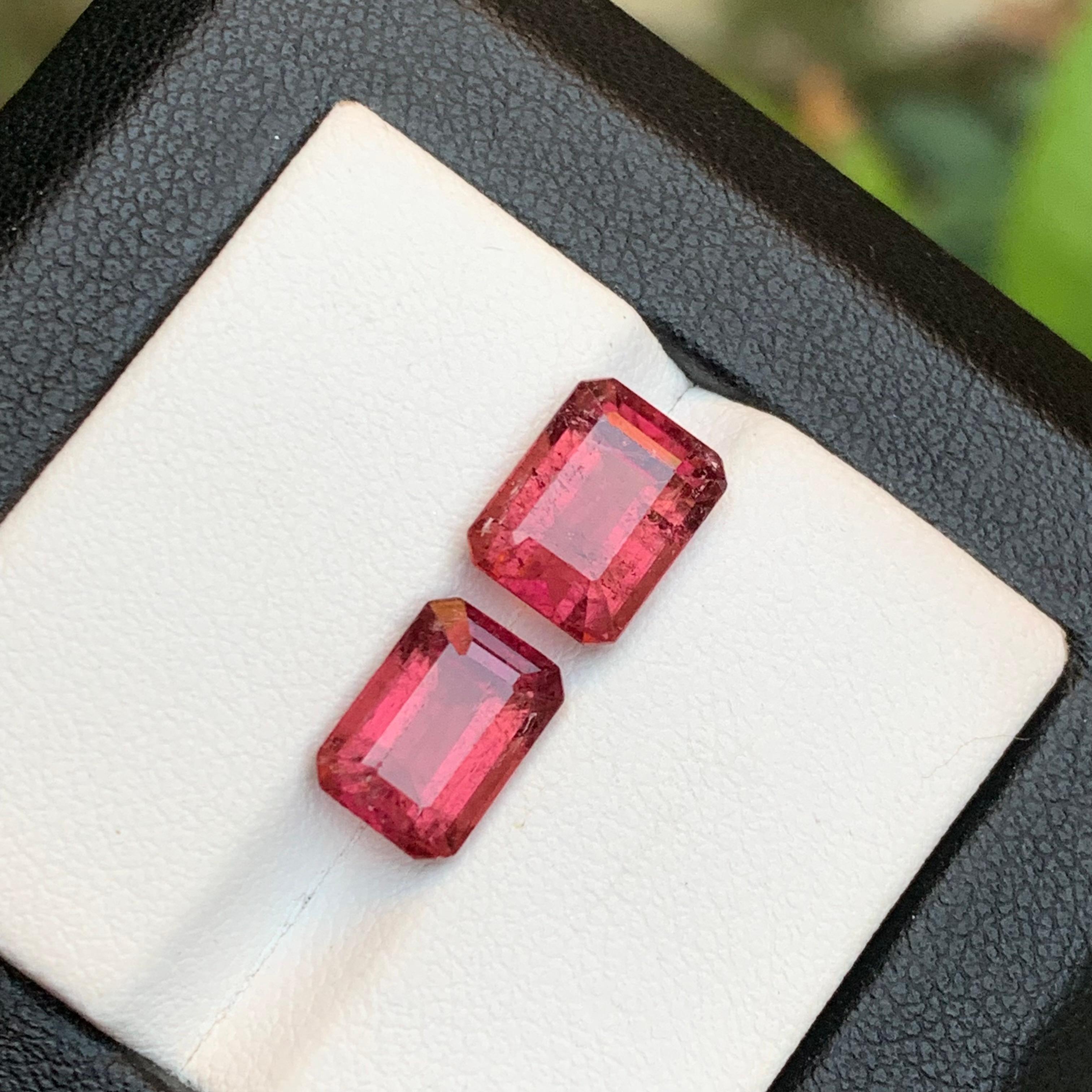 Gemme sciolte di tormalina rubellite naturale rosa rossastra da 6,10 carati con taglio smeraldo in vendita 4