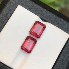 Reddish Pink Natural Rubellite Tourmaline Loose Gemstones 6.10 Ct Emerald Cut