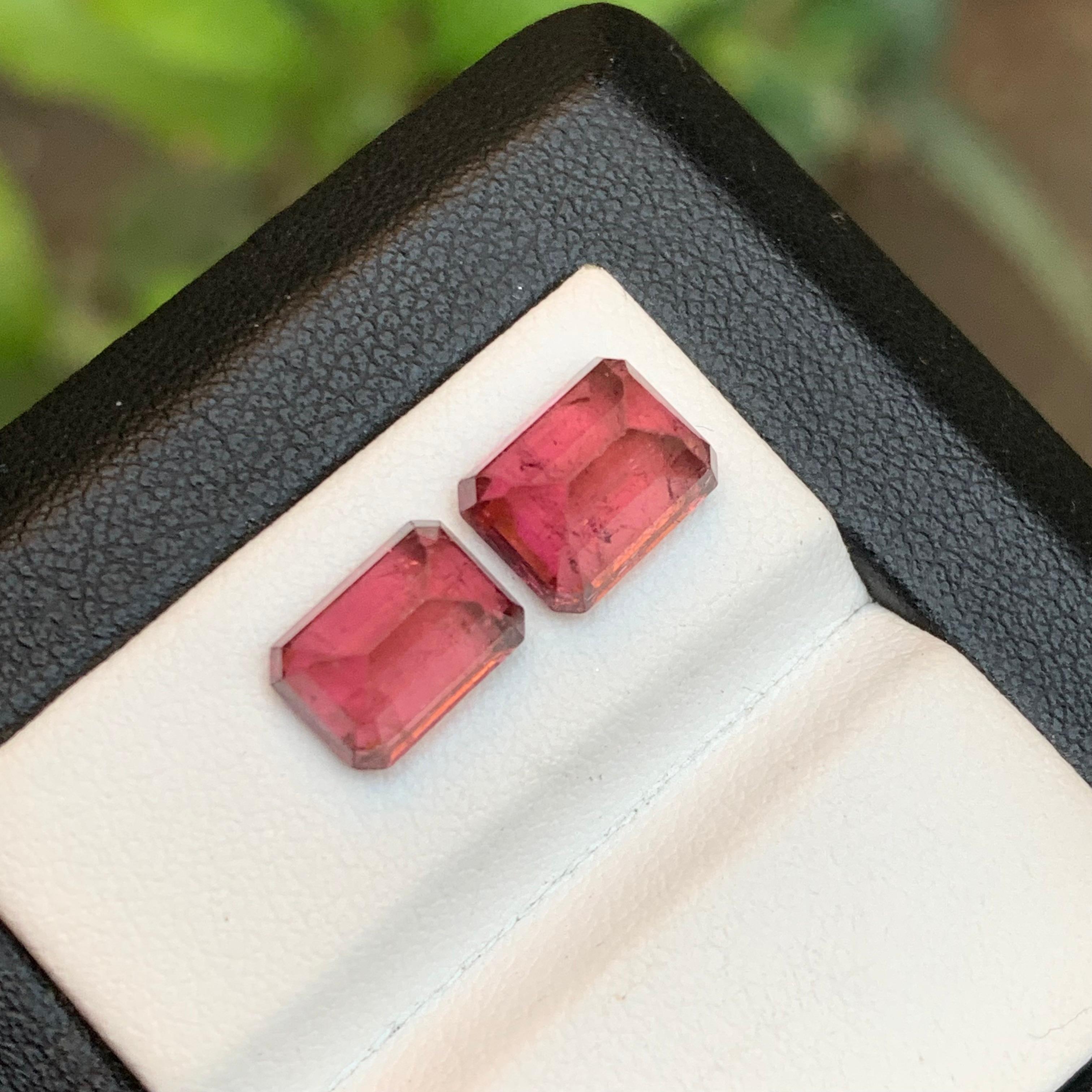 da uomo o donna Gemme sciolte di tormalina rubellite naturale rosa rossastra da 6,10 carati con taglio smeraldo in vendita