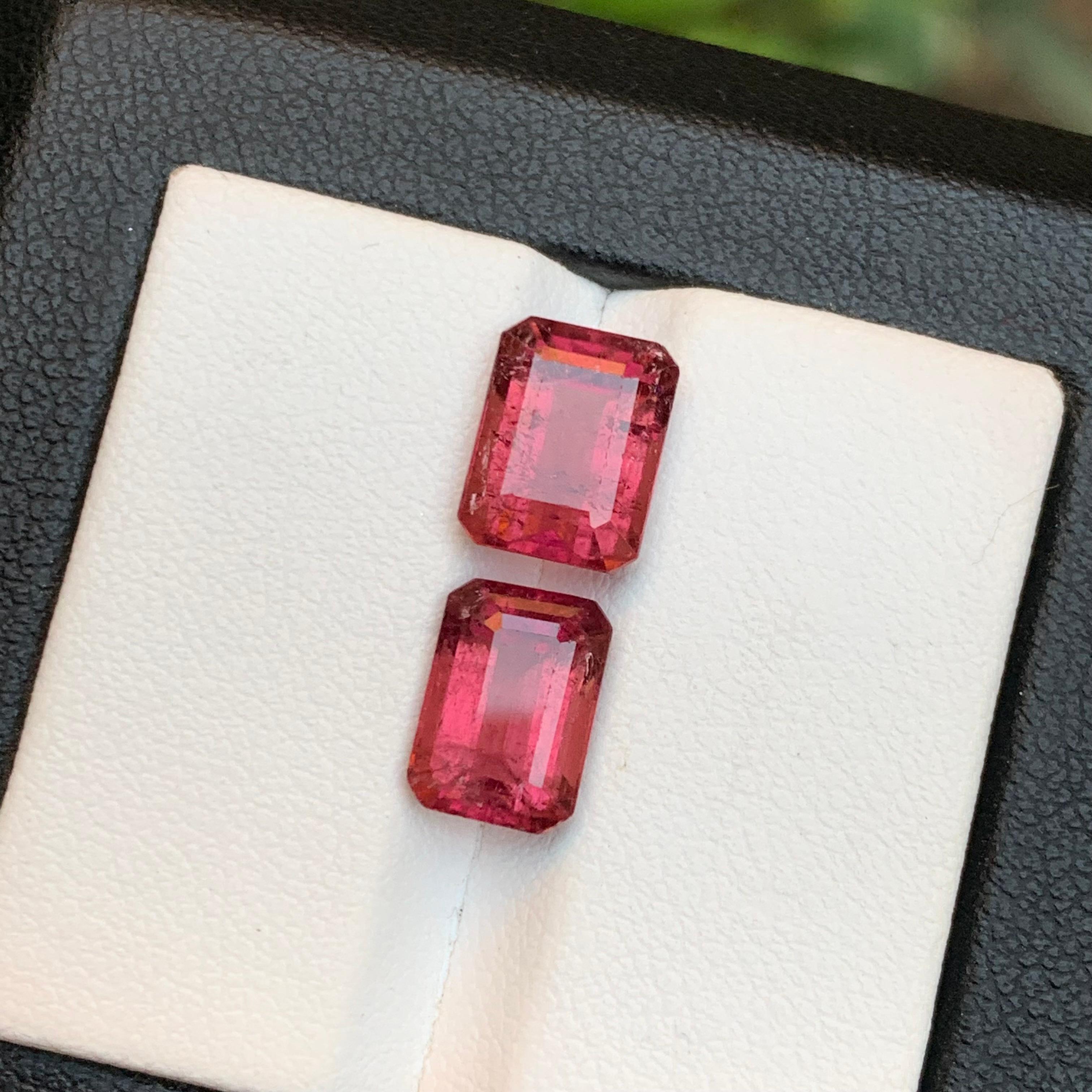 Gemme sciolte di tormalina rubellite naturale rosa rossastra da 6,10 carati con taglio smeraldo in vendita 3