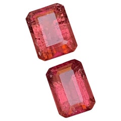 Reddish Pink Natural Rubellite Tourmaline Loose Gemstones 6.10 Ct Emerald Cut