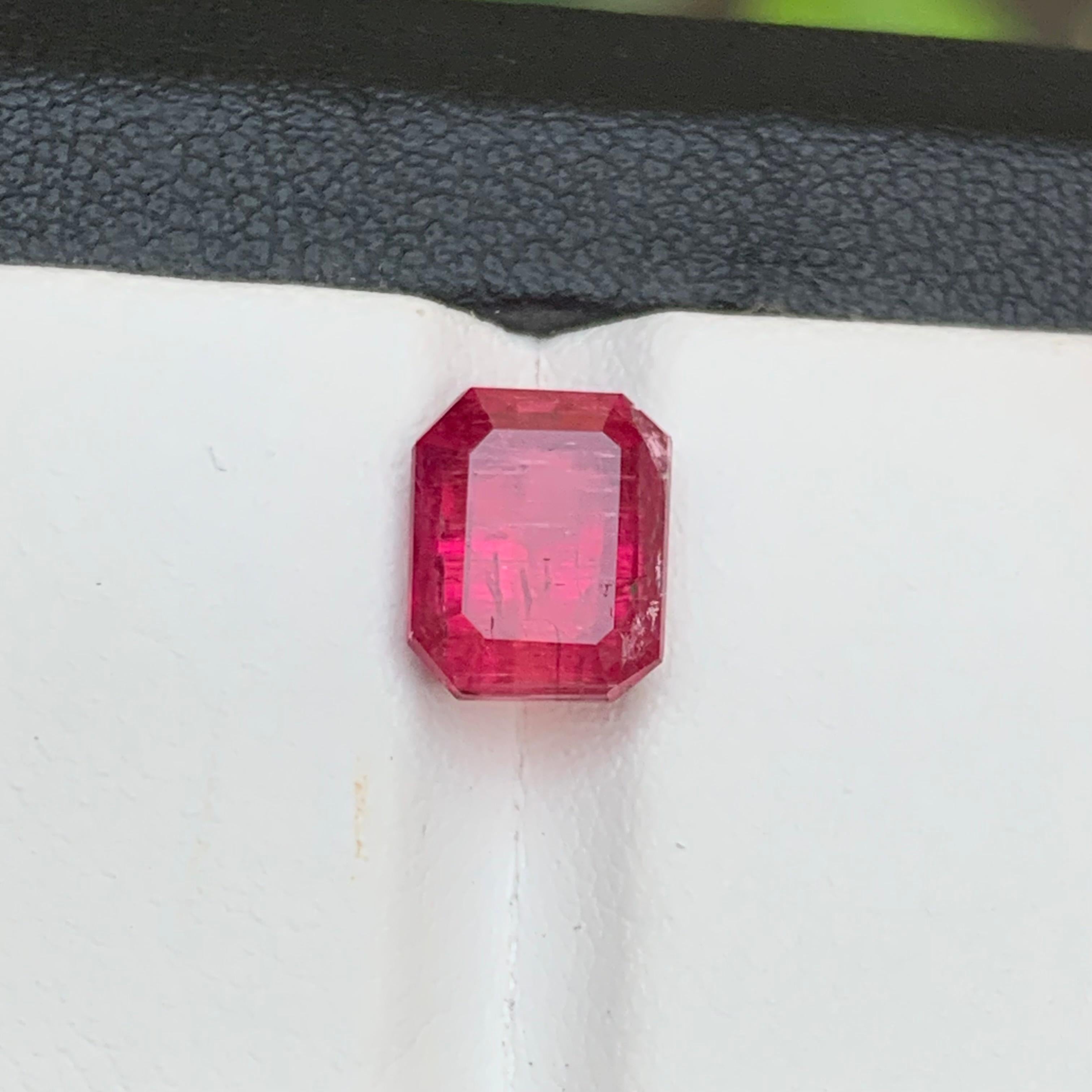 Reddish Pink Natural Rubellite Tourmaline Ring Gemstone 3.30Ct Emerald Cut-Jewel For Sale 6