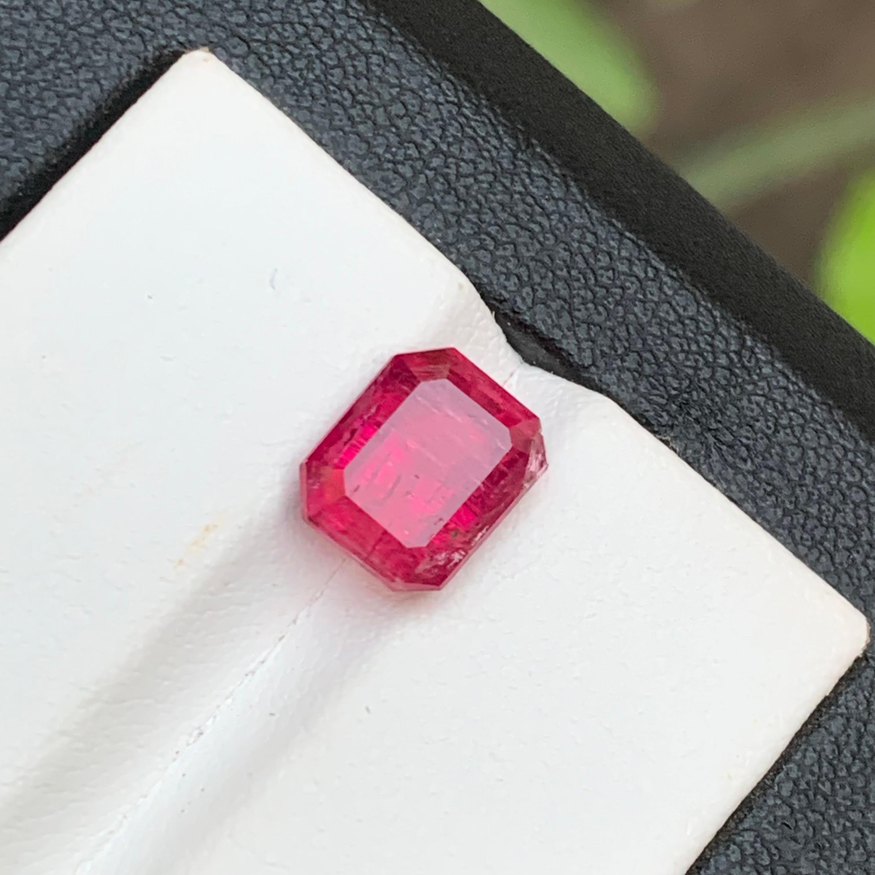 Reddish Pink Natural Rubellite Tourmaline Ring Gemstone 3.30Ct Emerald Cut-Jewel For Sale 2