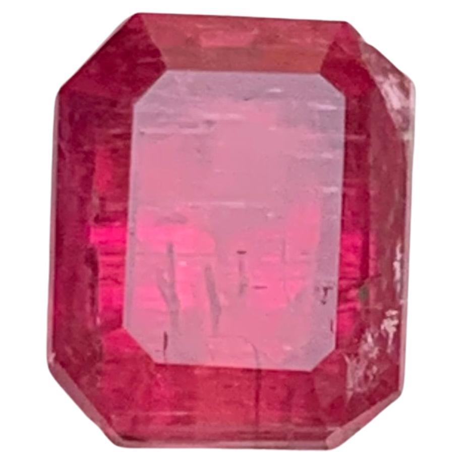 Reddish Pink Natural Rubellite Tourmaline Ring Gemstone 3.30Ct Emerald Cut-Jewel For Sale