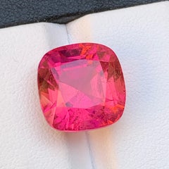 Reddish Pink Natural Rubellite Tourmaline Ring Loose Gemstone 13.2Ct Cushion Cut