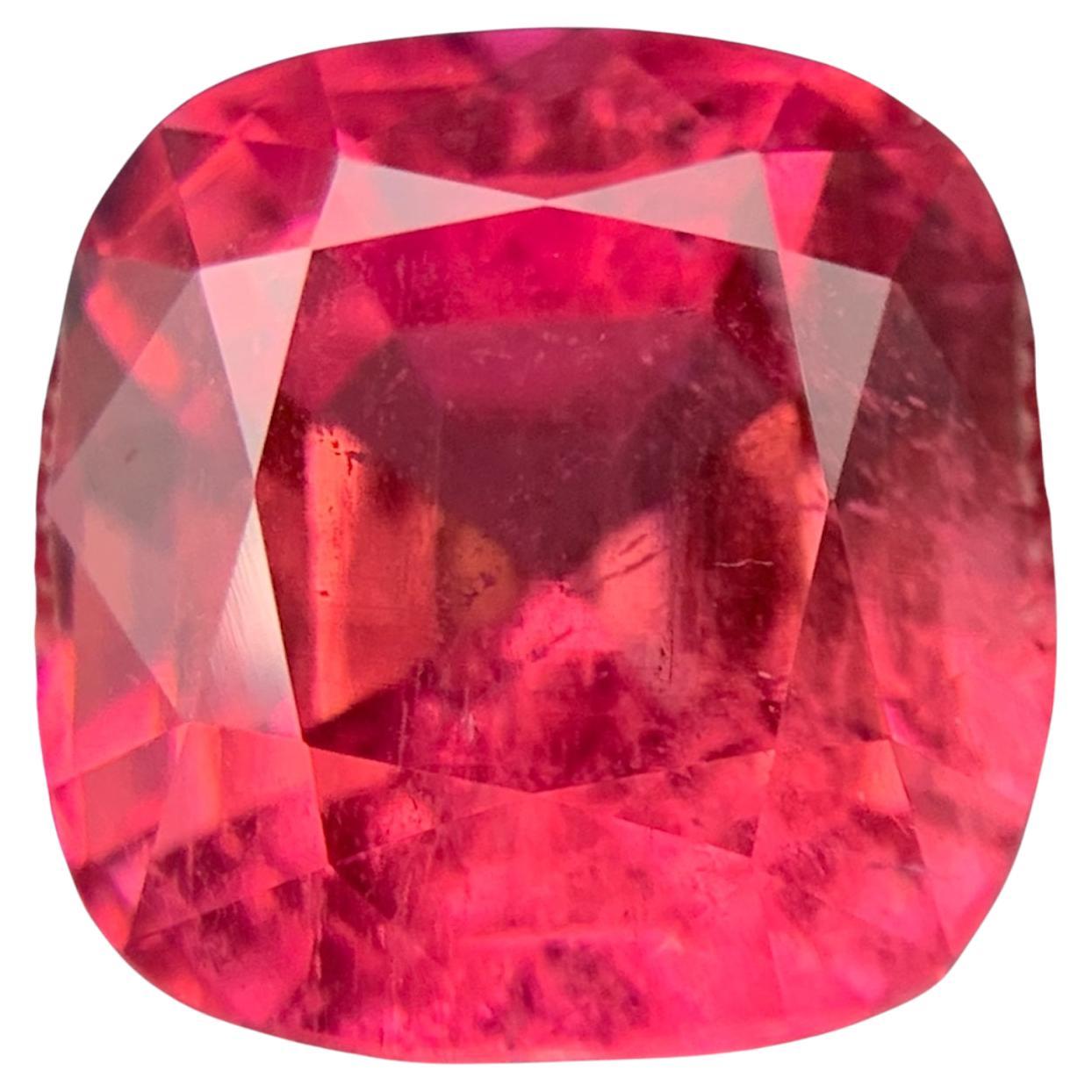 Reddish Pink Natural Rubellite Tourmaline Ring Loose Gemstone 13.2Ct Cushion Cut