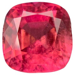 Reddish Pink Natural Rubellite Tourmaline Ring Loose Gemstone 13.2Ct Cushion Cut