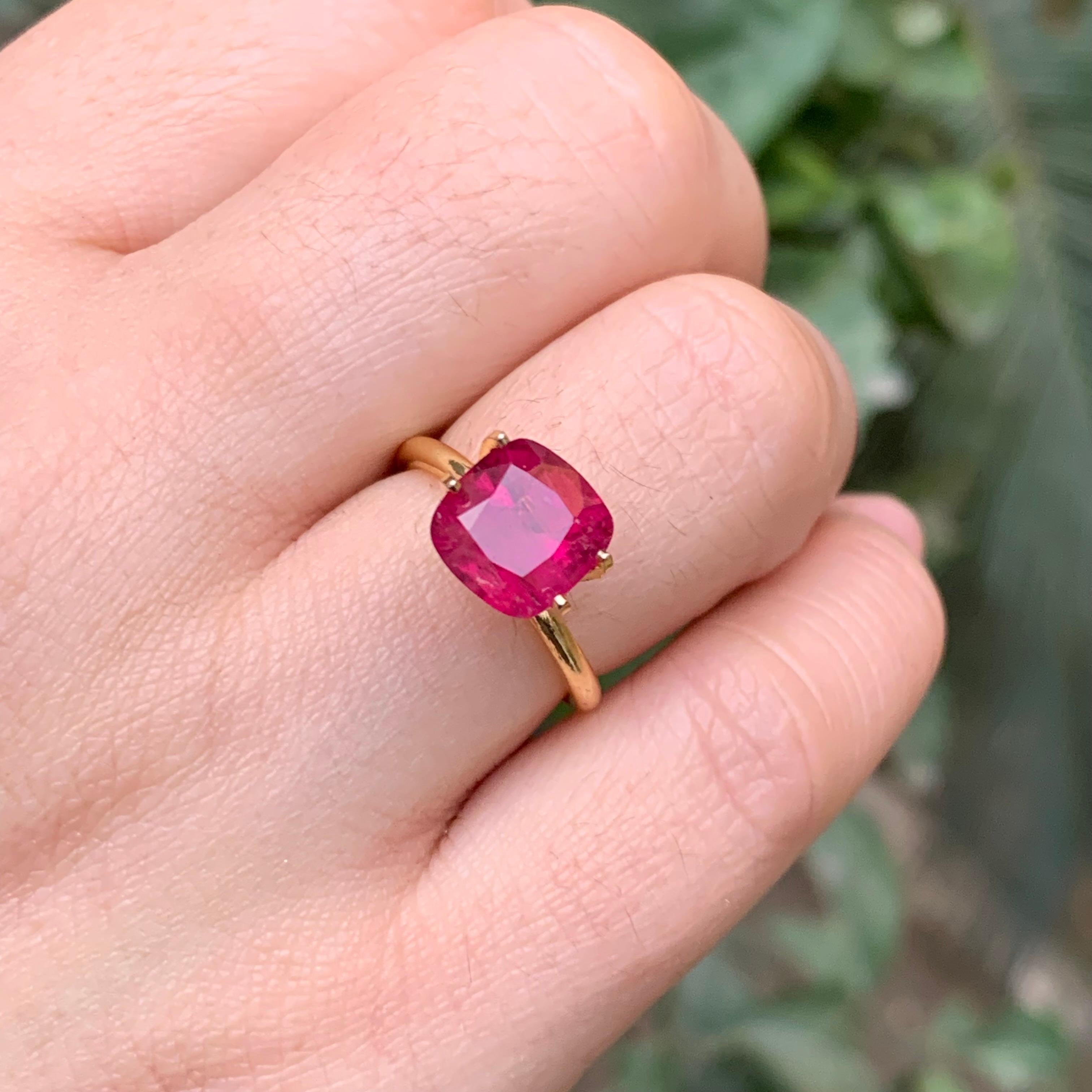 Femenino o masculino Anillo de Turmalina Rubelita Natural Rosa Rojizo Suelta  Piedra 3 qt talla cojín en venta