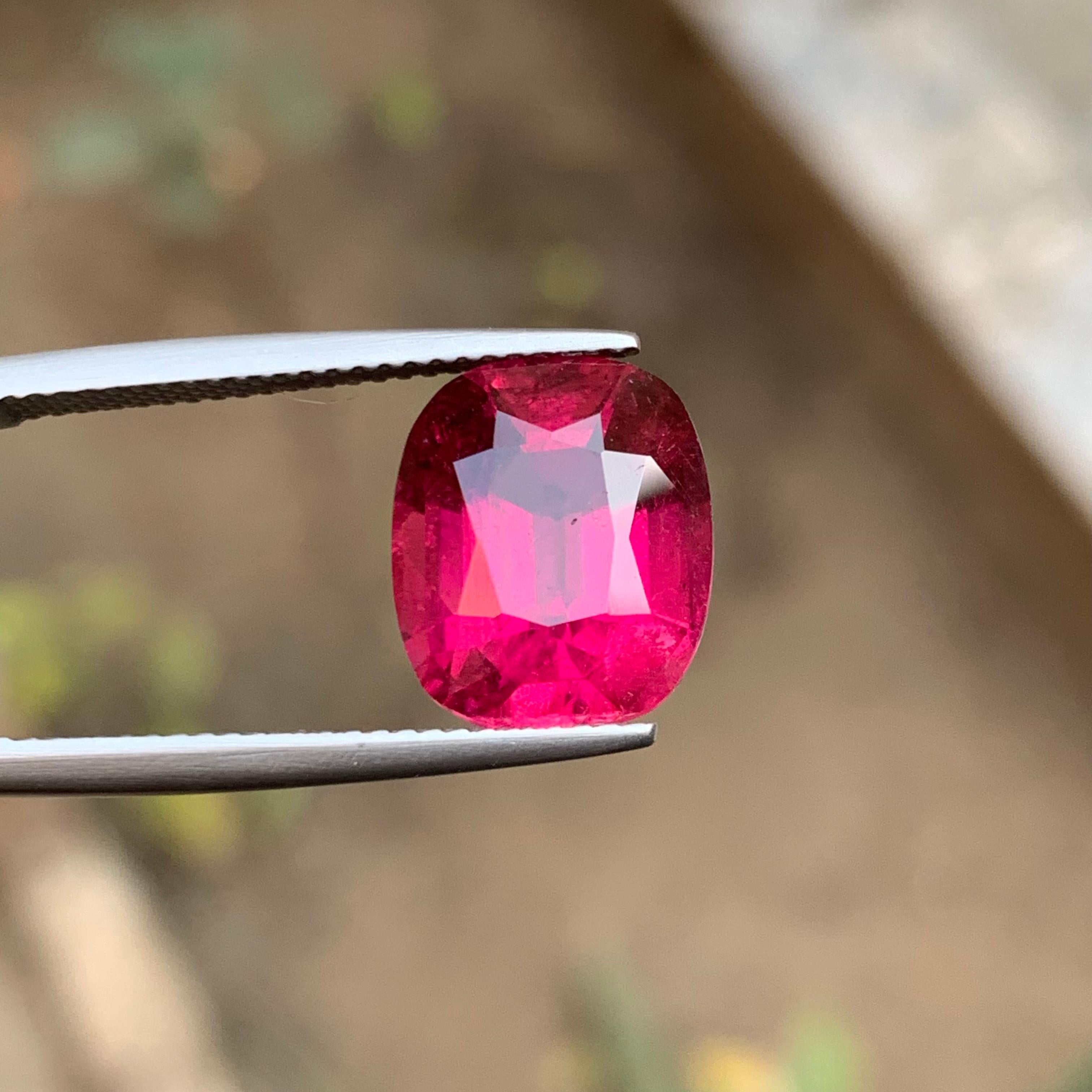 Reddish Pink Natural Rubellite Tourmaline Ring Loose Gemstone 5.85Ct CushionCut For Sale 5