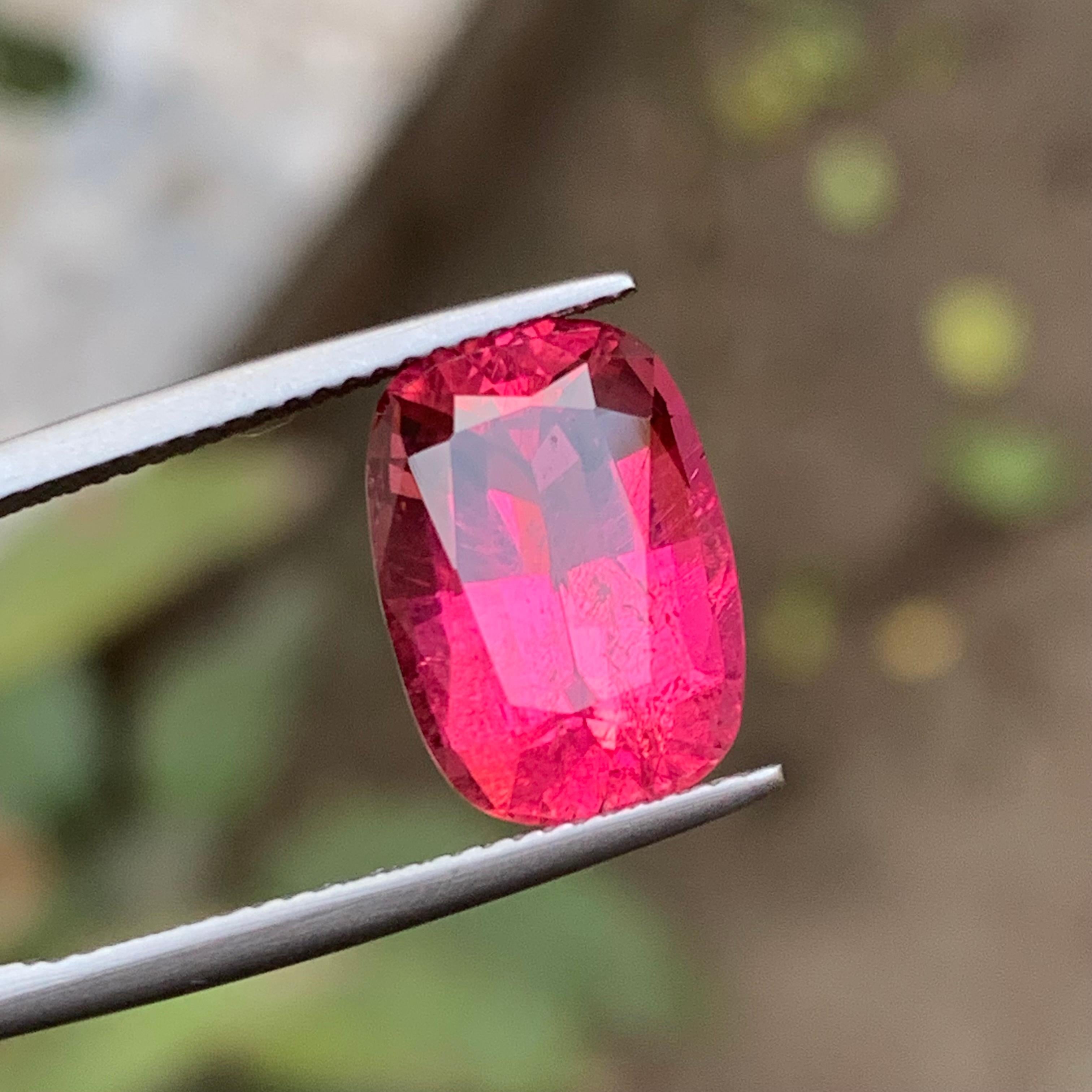 Anillo de turmalina rubelita natural rosa rojizo Gema suelta 6.65Ct talla cojín en venta 4