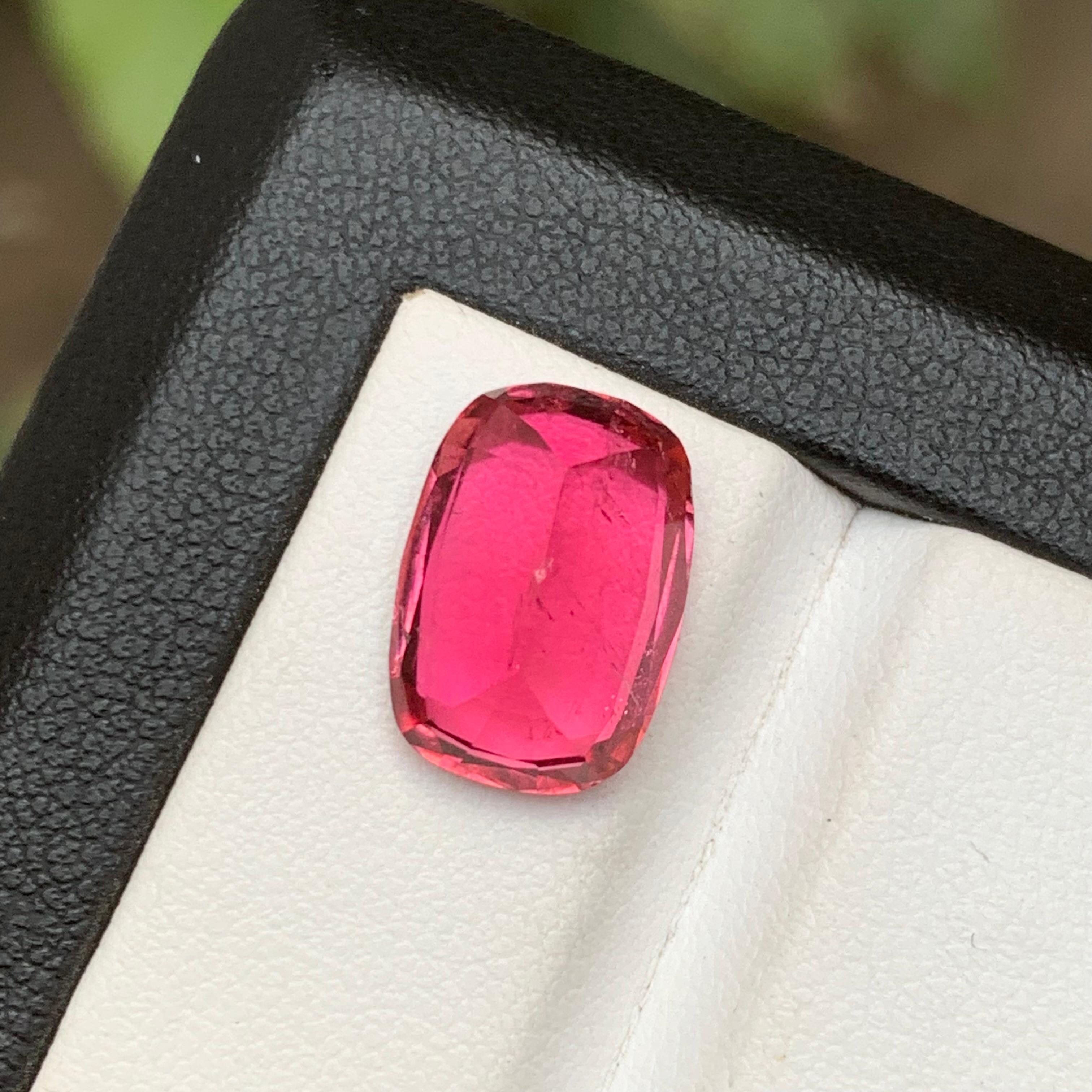 Anillo de turmalina rubelita natural rosa rojizo Gema suelta 6.65Ct talla cojín en venta 5