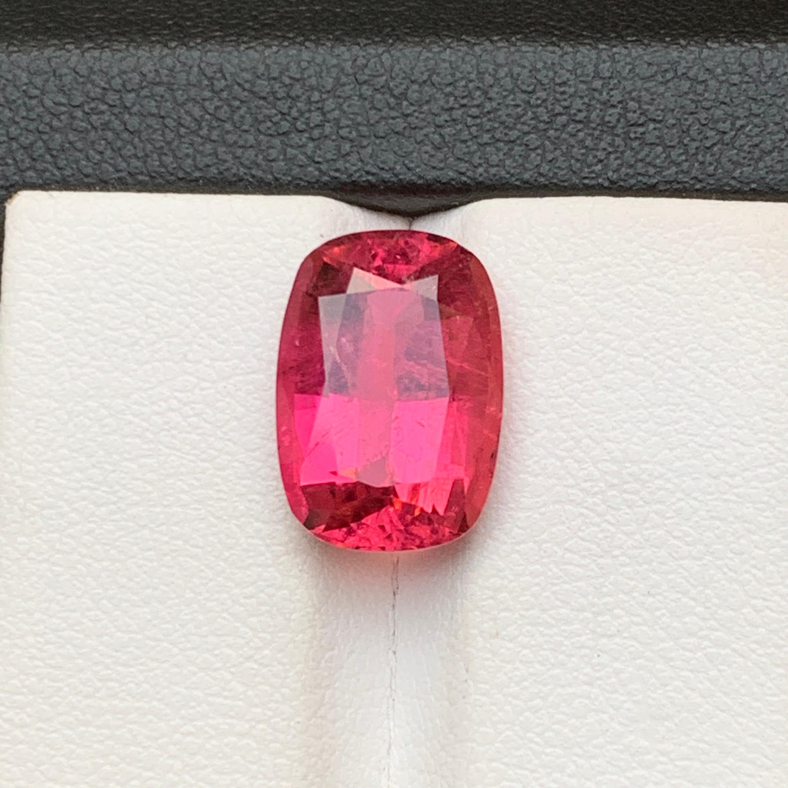 Anillo de turmalina rubelita natural rosa rojizo Gema suelta 6.65Ct talla cojín en venta 6