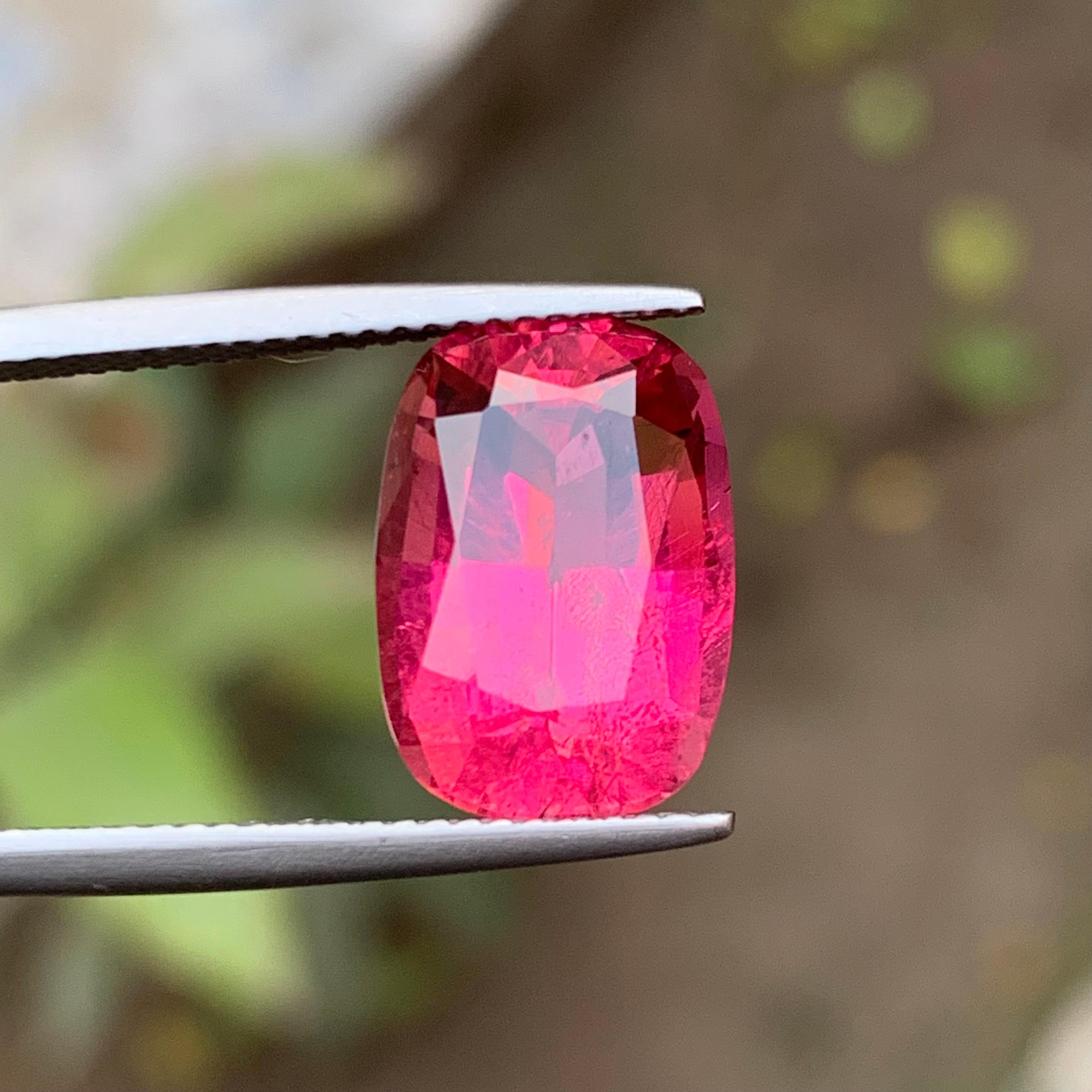 Anillo de turmalina rubelita natural rosa rojizo Gema suelta 6.65Ct talla cojín en venta 8