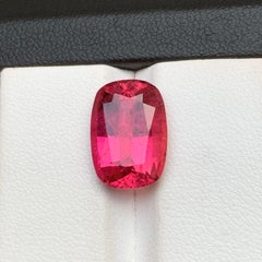 Reddish Pink Natural Rubellite Tourmaline Ring Loose Gemstone 6.65Ct Cushion Cut