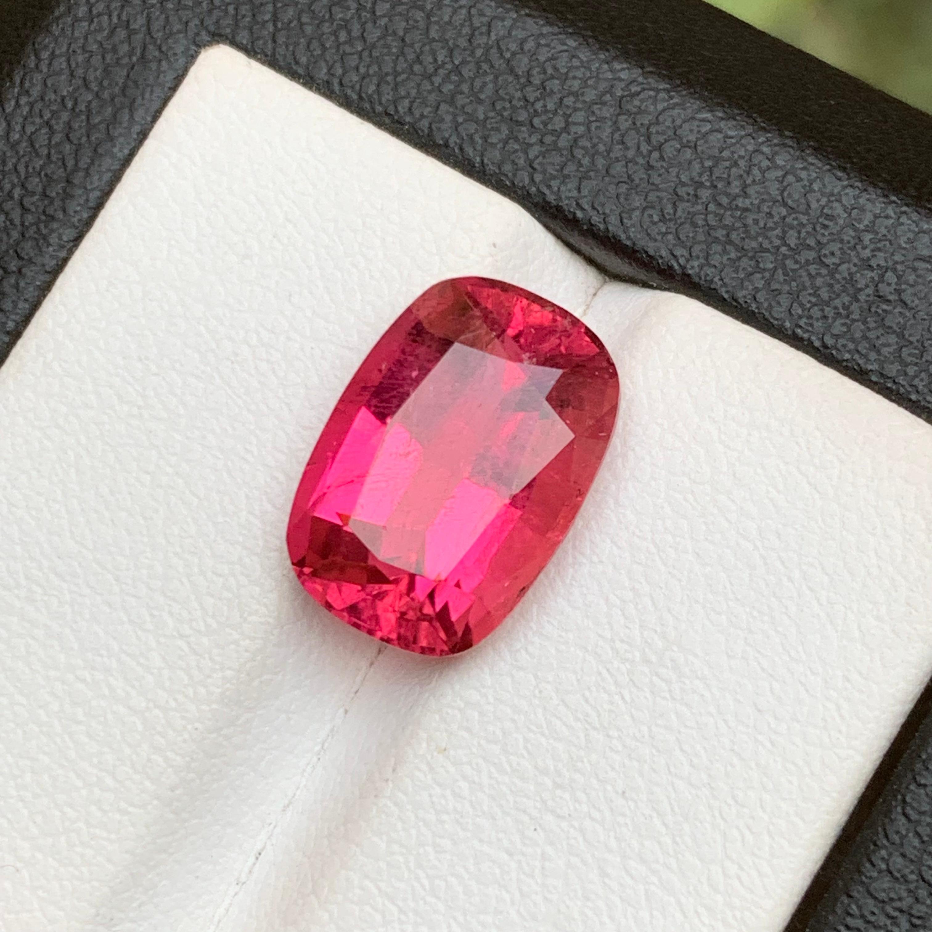 Anillo de turmalina rubelita natural rosa rojizo Gema suelta 6.65Ct talla cojín Contemporáneo en venta