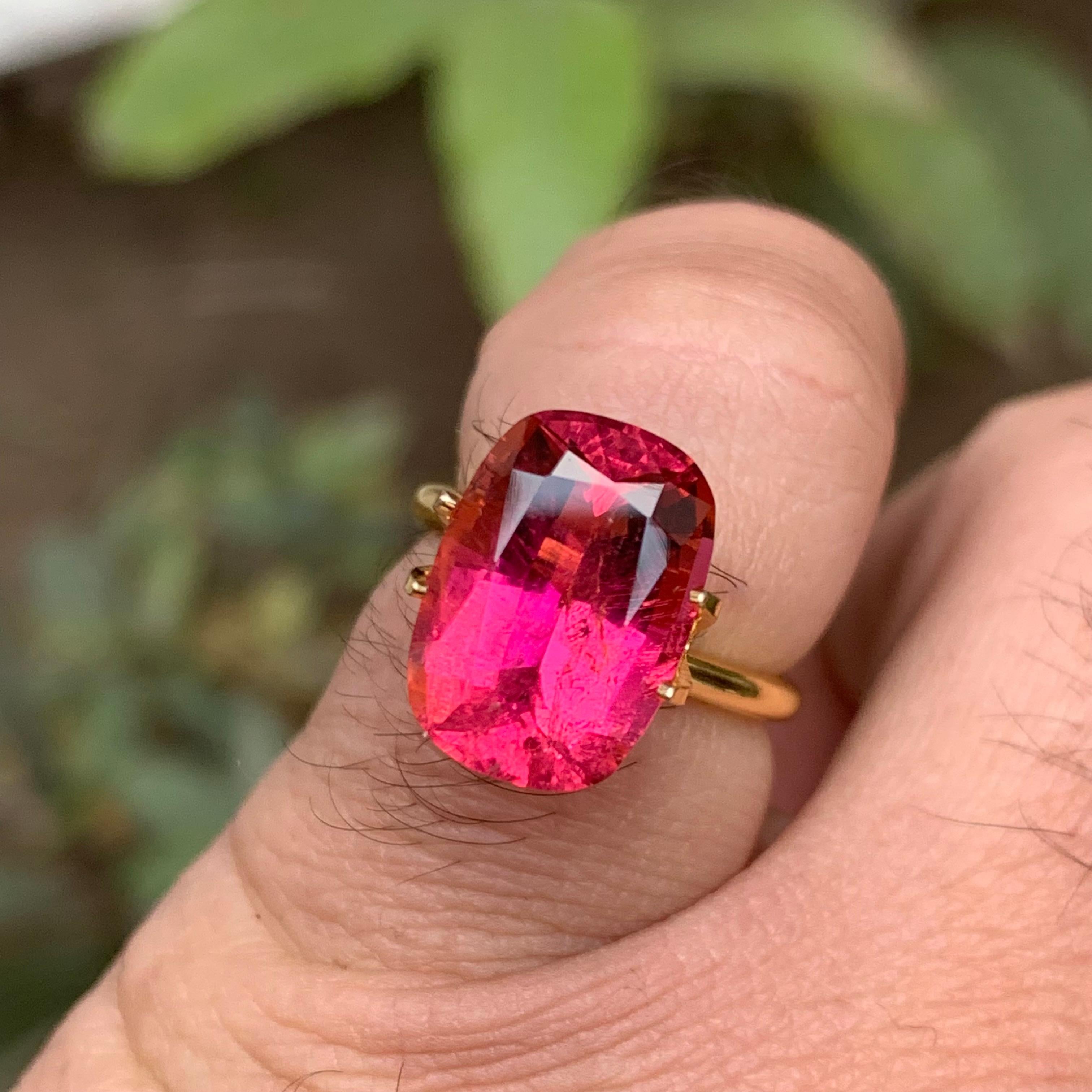 Anillo de turmalina rubelita natural rosa rojizo Gema suelta 6.65Ct talla cojín Corte cojín en venta