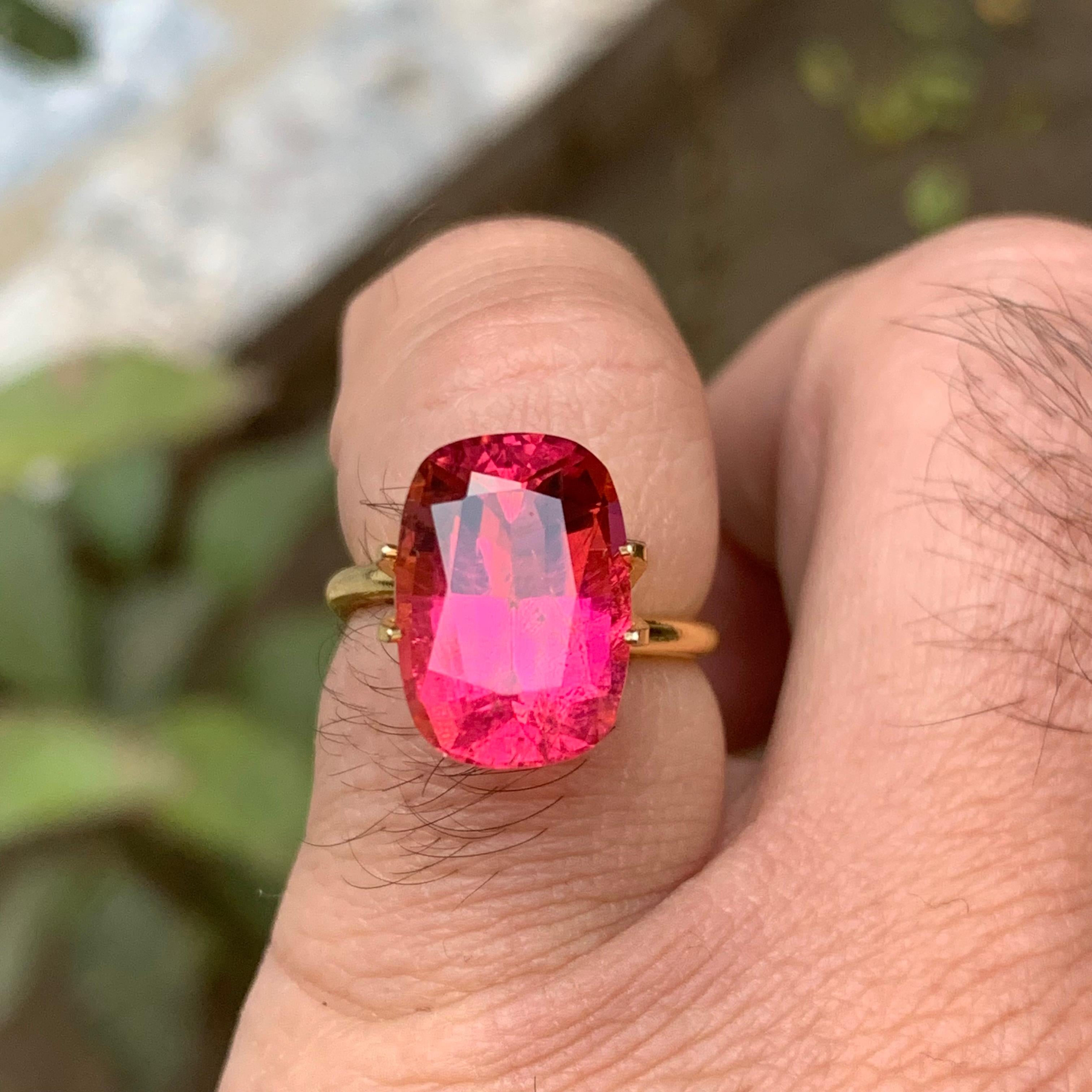 Anillo de turmalina rubelita natural rosa rojizo Gema suelta 6.65Ct talla cojín en Nuevo estado para la venta en Peshawar, PK