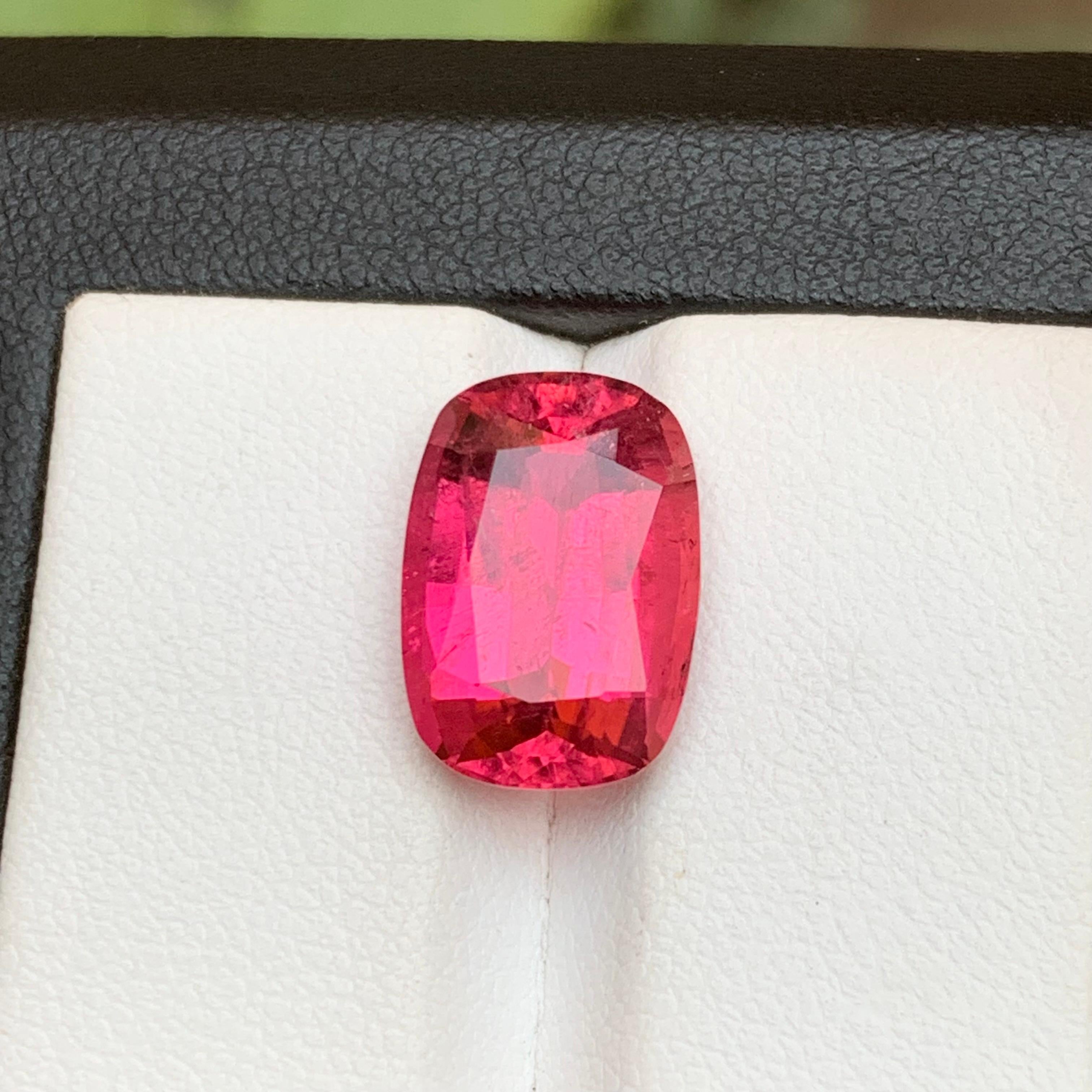 Femenino o masculino Anillo de turmalina rubelita natural rosa rojizo Gema suelta 6.65Ct talla cojín en venta