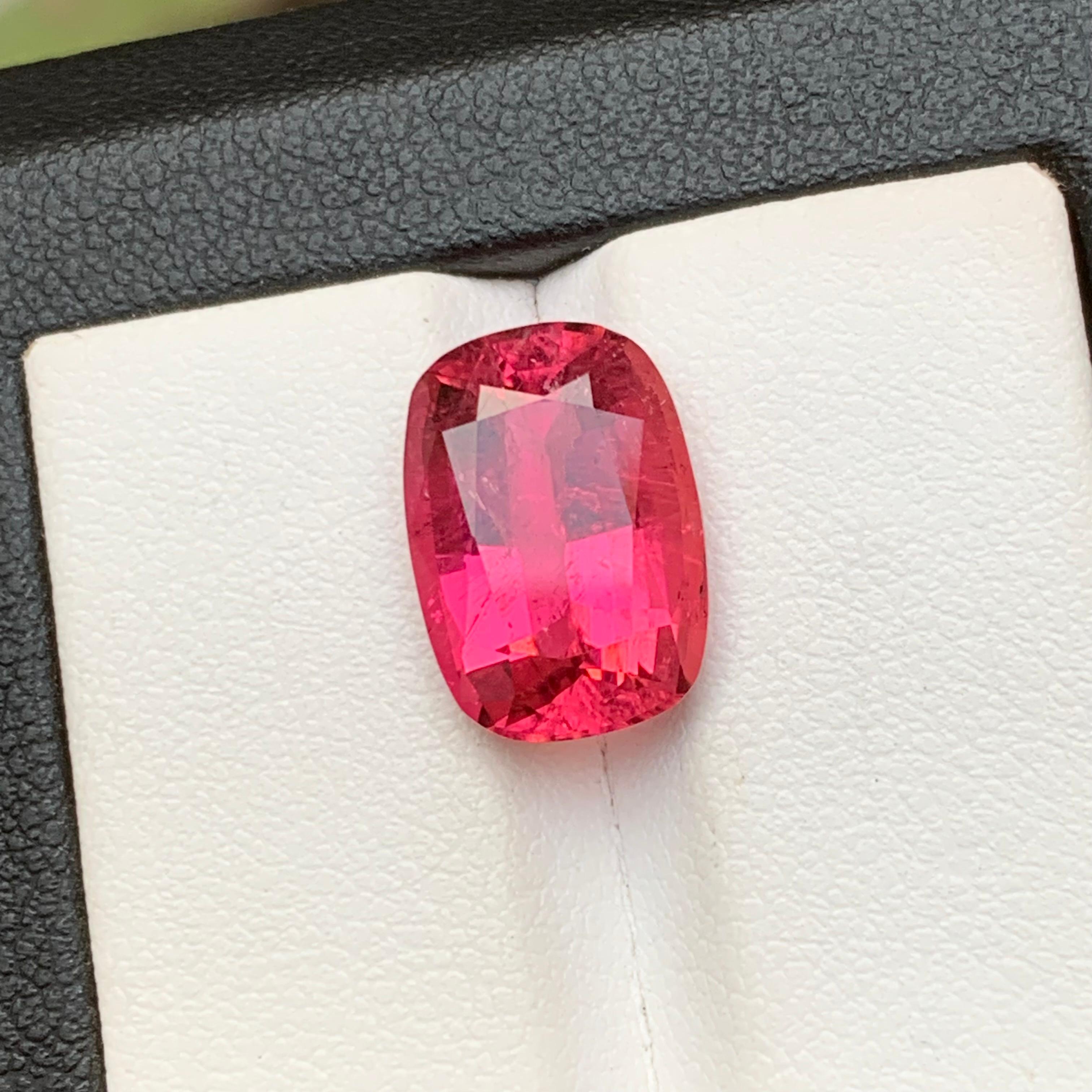 Anillo de turmalina rubelita natural rosa rojizo Gema suelta 6.65Ct talla cojín en venta 1