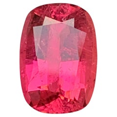 Reddish Pink Natural Rubellite Tourmaline Ring Loose Gemstone 6.65Ct Cushion Cut