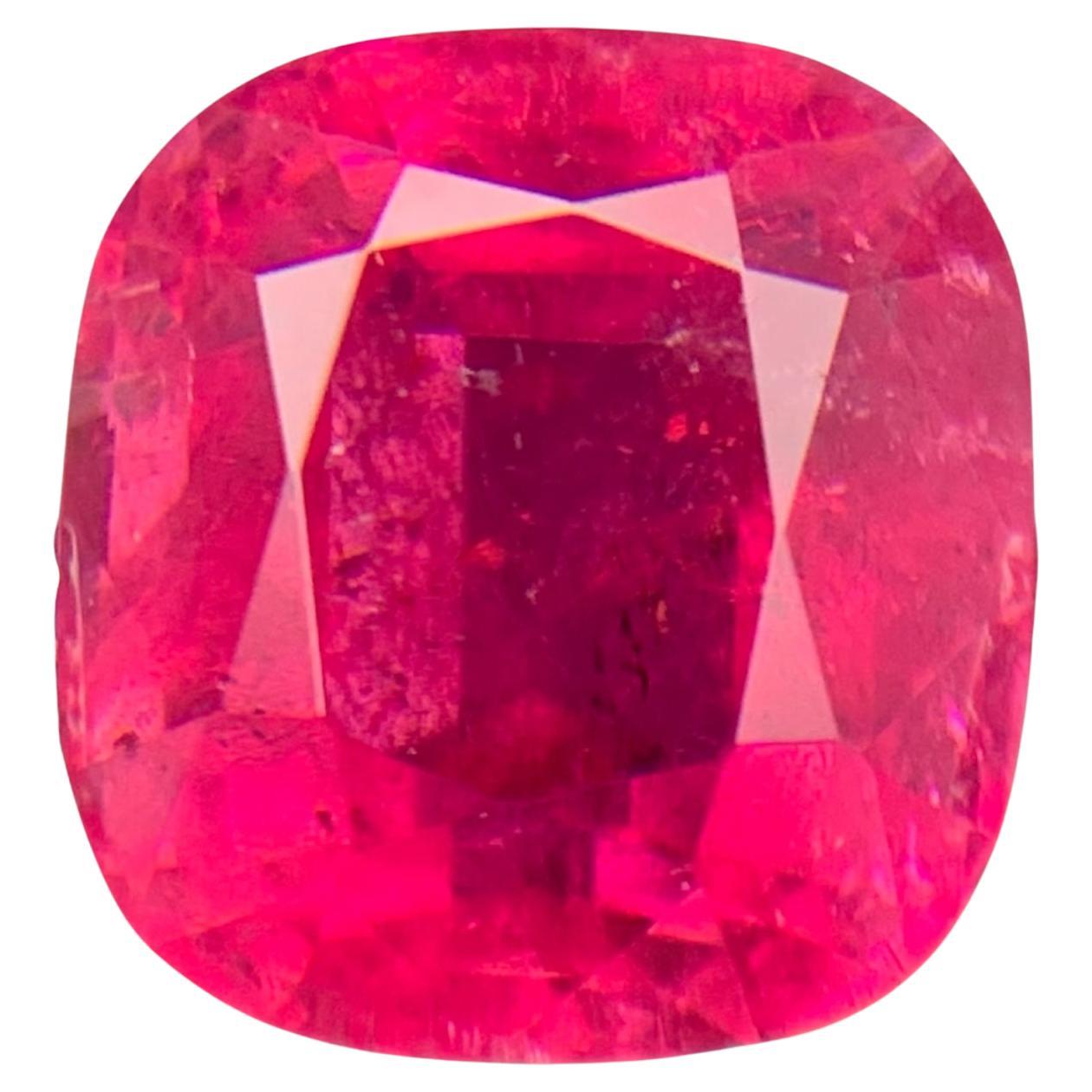 Anillo de turmalina rubelita natural rosa rojizo Gema suelta 7.05Ct talla cojín
