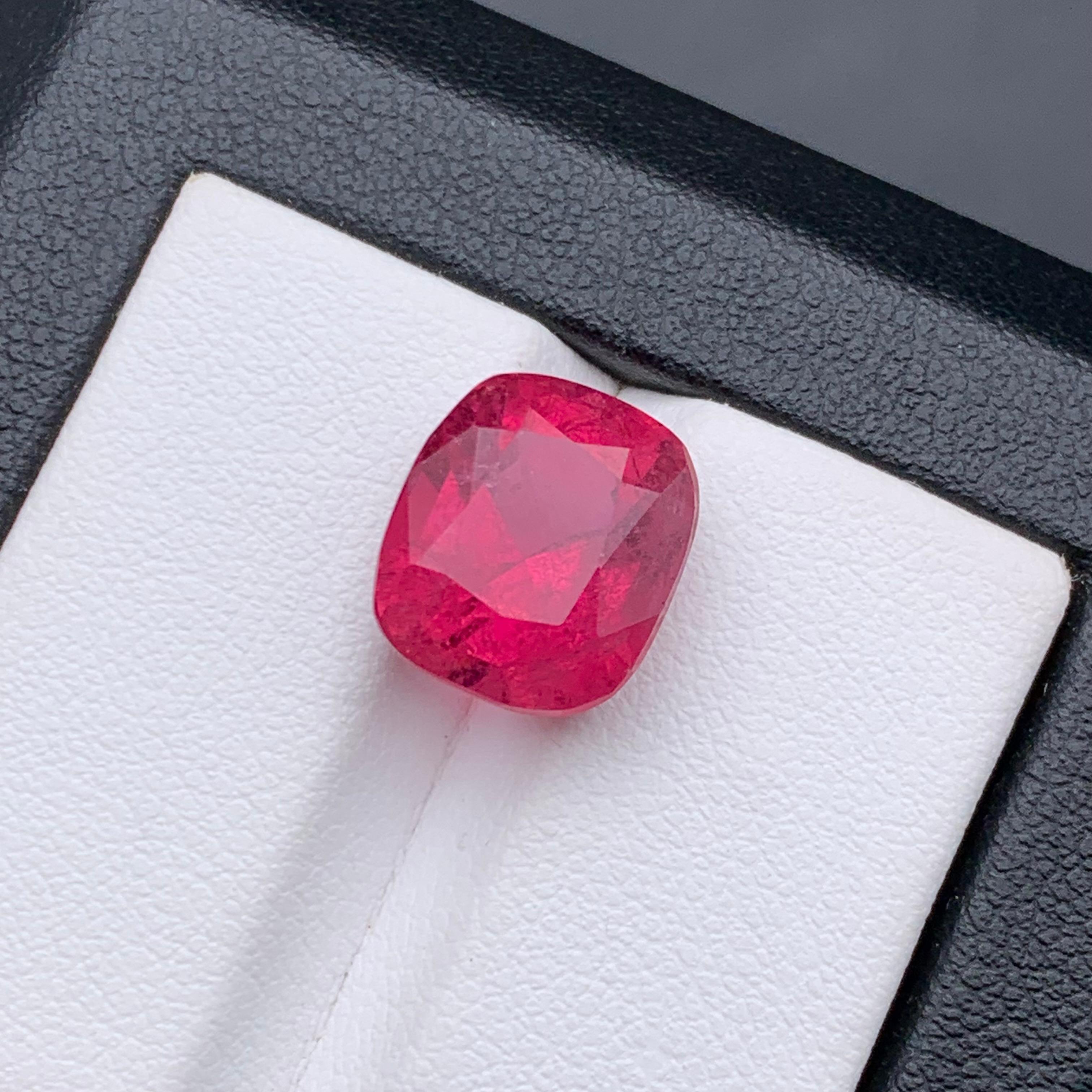 Anillo de turmalina rubelita natural rosa rojizo Gema suelta 7.70Ct talla cojín en venta 4