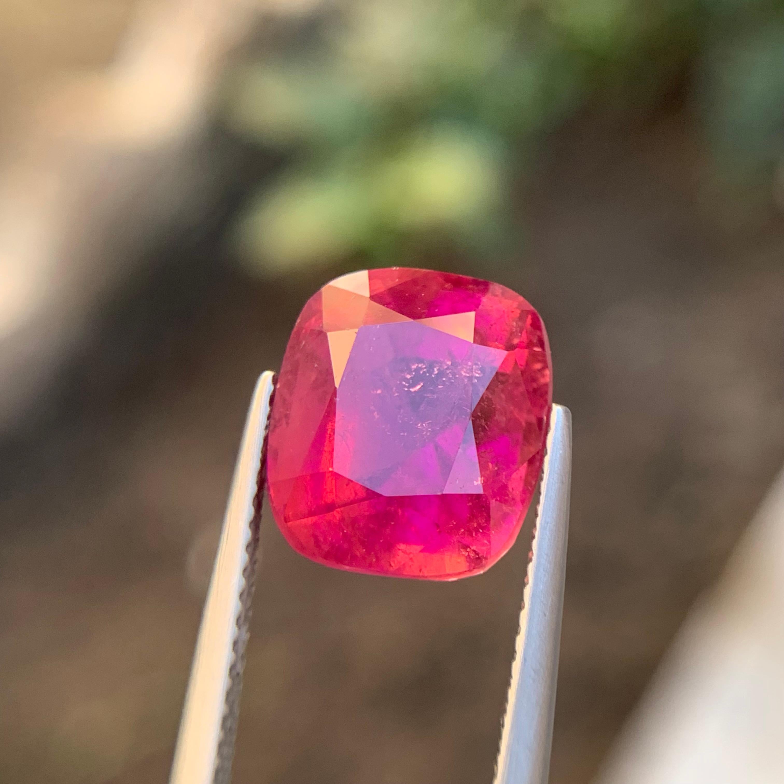 Anillo de turmalina rubelita natural rosa rojizo Gema suelta 7.70Ct talla cojín en venta 5