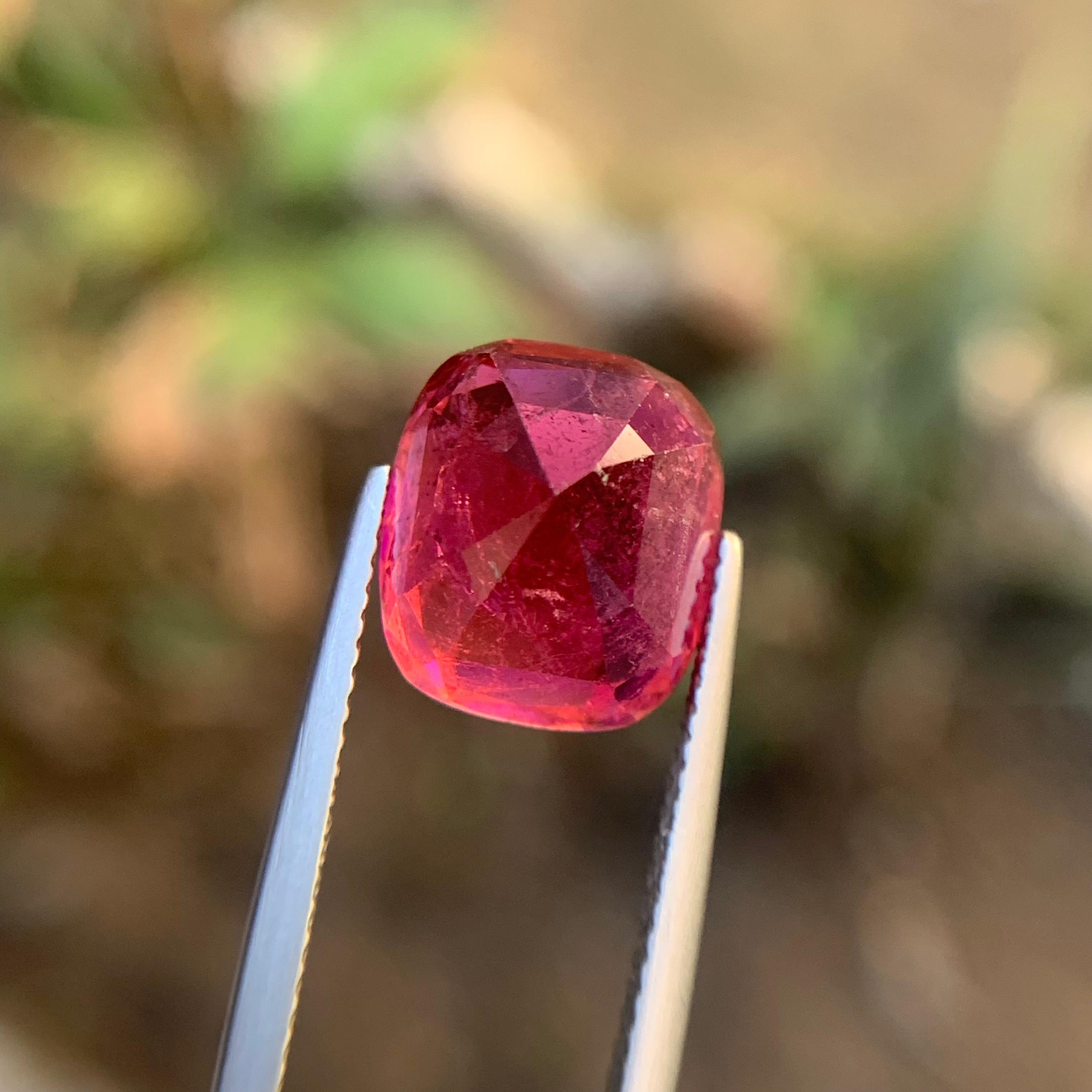 Anillo de turmalina rubelita natural rosa rojizo Gema suelta 7.70Ct talla cojín Corte cojín en venta