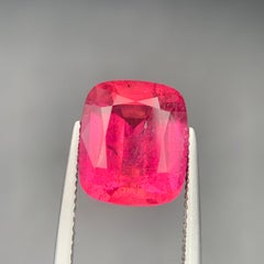 Reddish Pink Natural Rubellite Tourmaline Ring Loose Gemstone 8.45Ct Cushion Cut