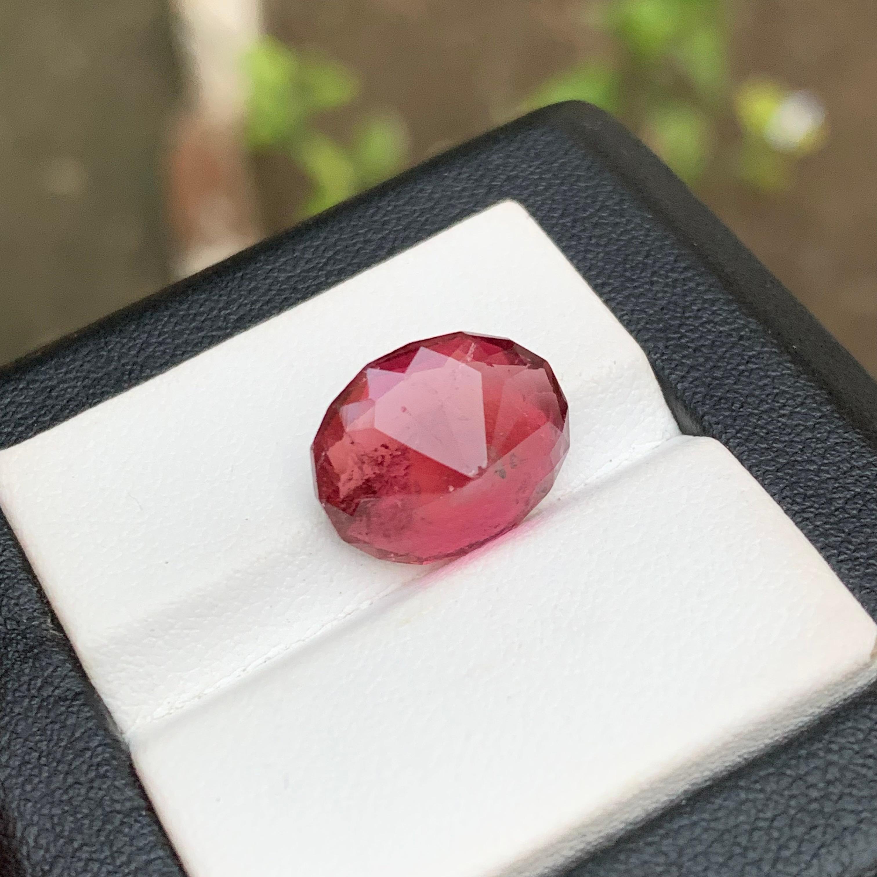 Reddish Pink Natural Rubellite Tourmaline Ring, Pendant Gemstone 7.35 Ct Cushion In New Condition For Sale In Peshawar, PK