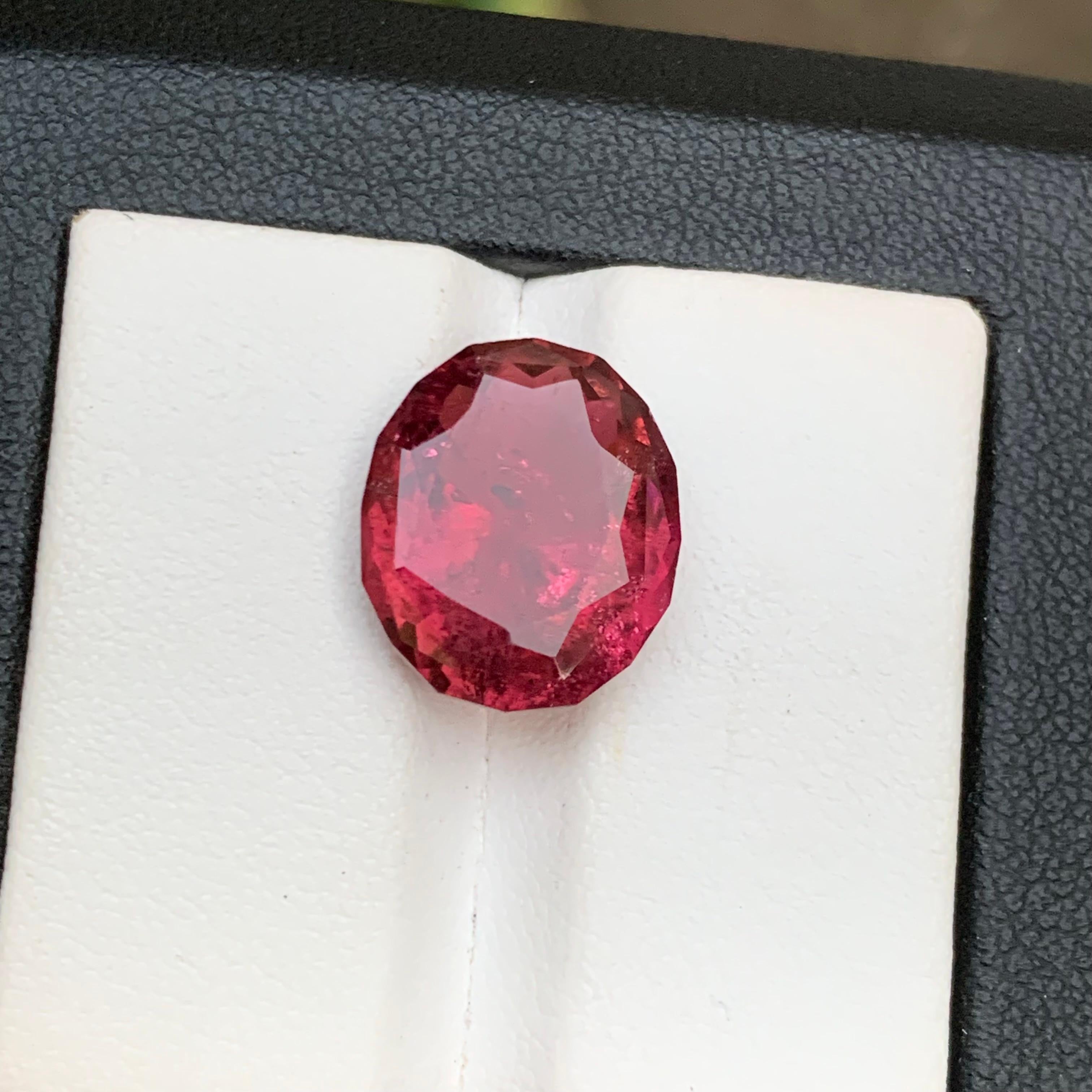 Women's or Men's Reddish Pink Natural Rubellite Tourmaline Ring, Pendant Gemstone 7.35 Ct Cushion For Sale