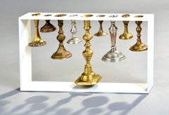 Rare Museum Judaica Israeli Menorah Candelabra Sculpture Reddish Studio Tel Aviv