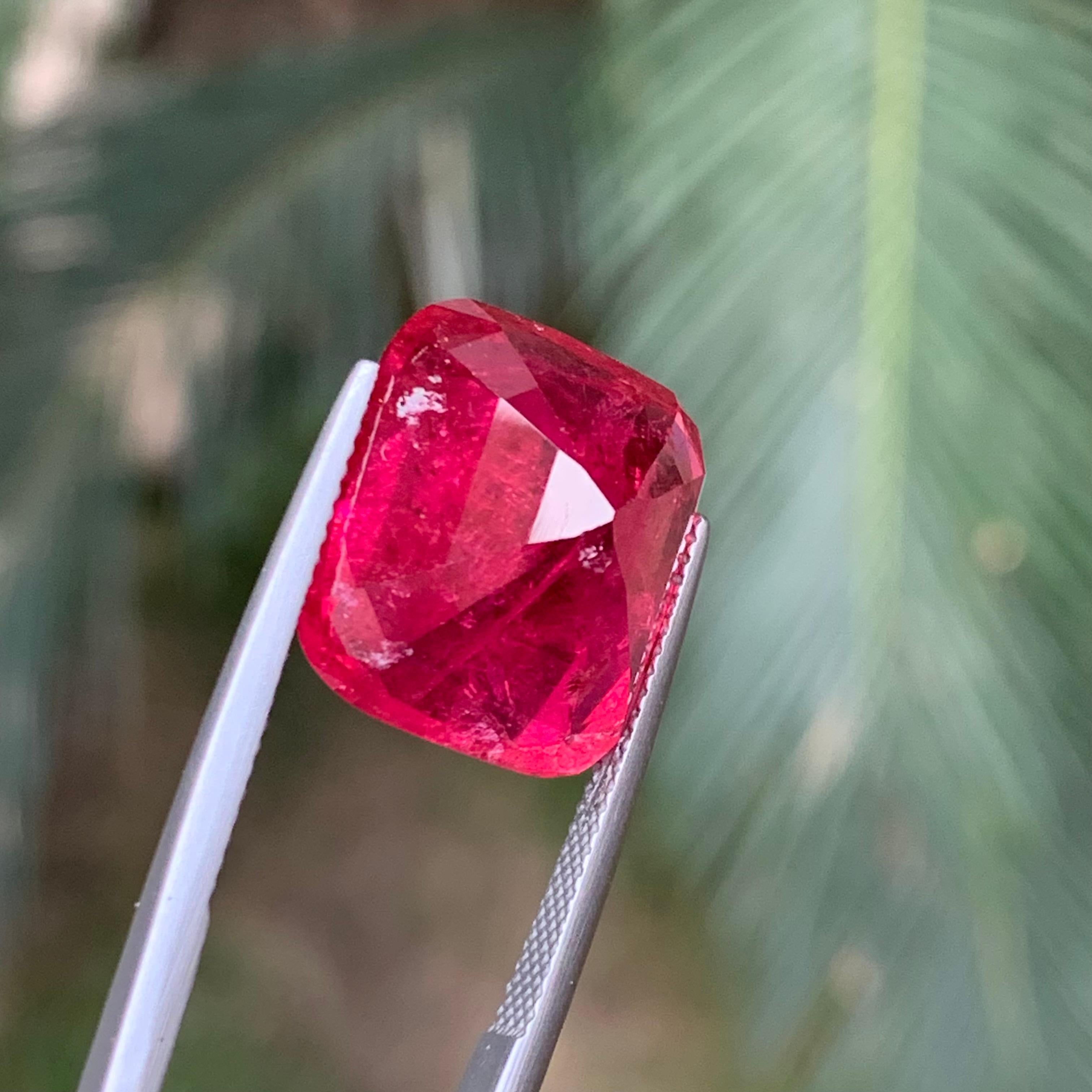 Reddish Vivid Pink Natural Rubellite Tourmaline Loose Gemstone 19.55 Ct Cushion 4