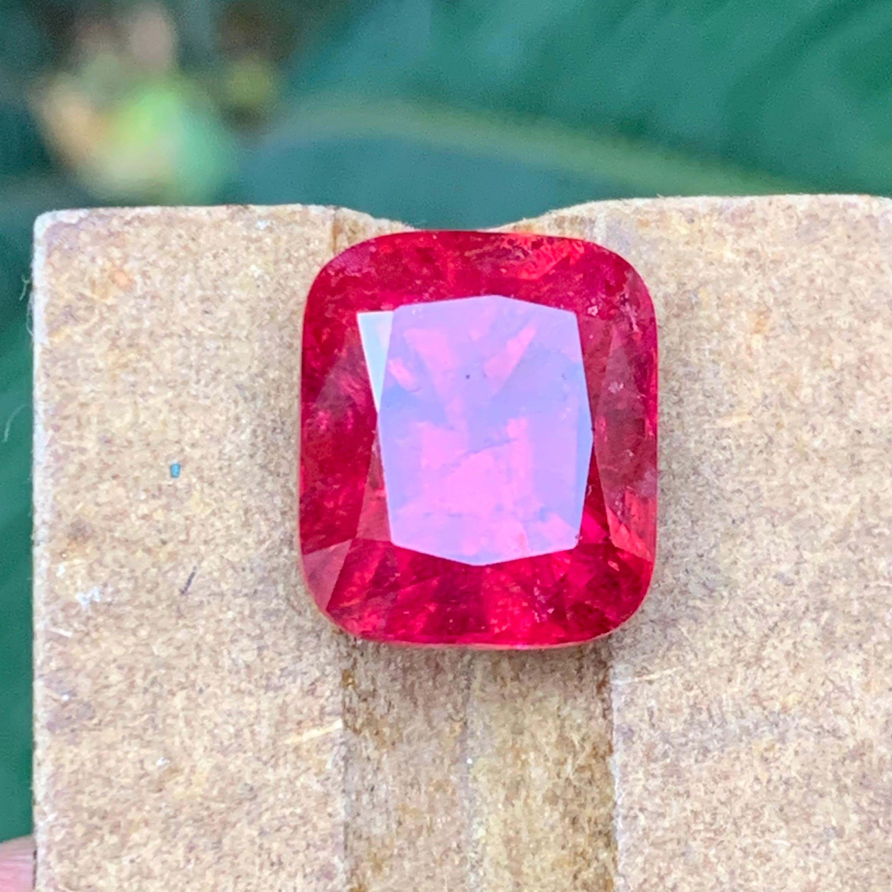 Reddish Vivid Pink Natural Rubellite Tourmaline Loose Gemstone 19.55 Ct Cushion 5