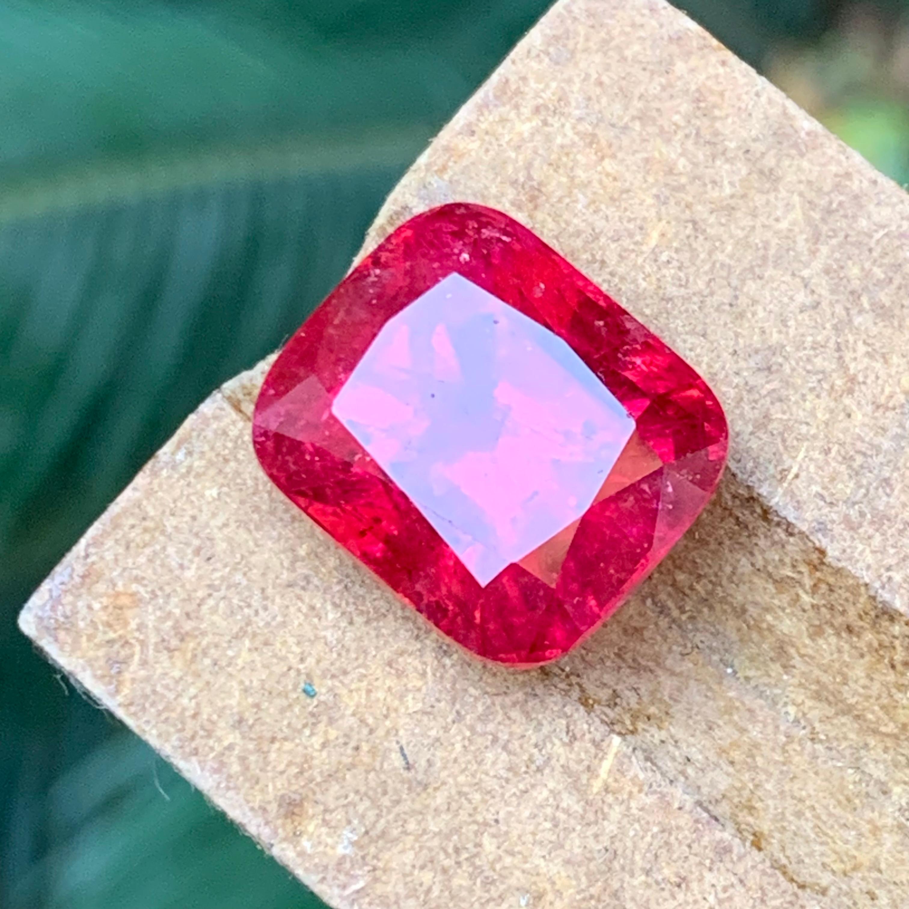 Reddish Vivid Pink Natural Rubellite Tourmaline Loose Gemstone 19.55 Ct Cushion 6