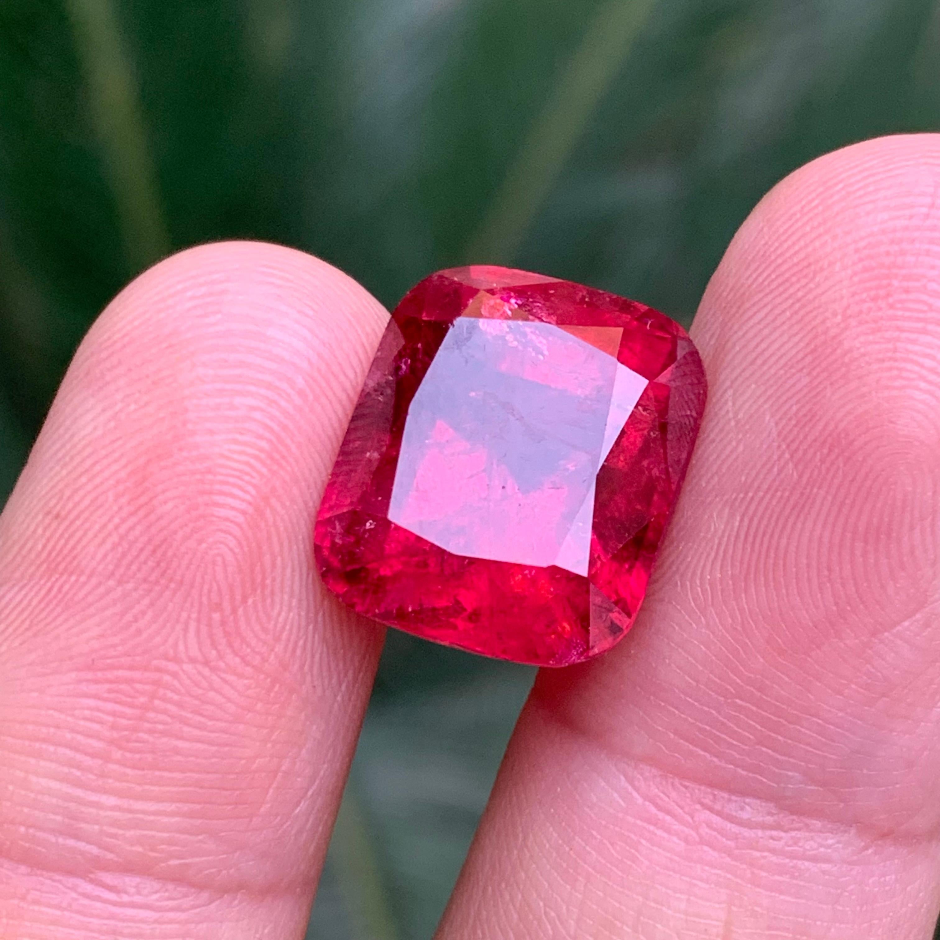 Reddish Vivid Pink Natural Rubellite Tourmaline Loose Gemstone 19.55 Ct Cushion 7