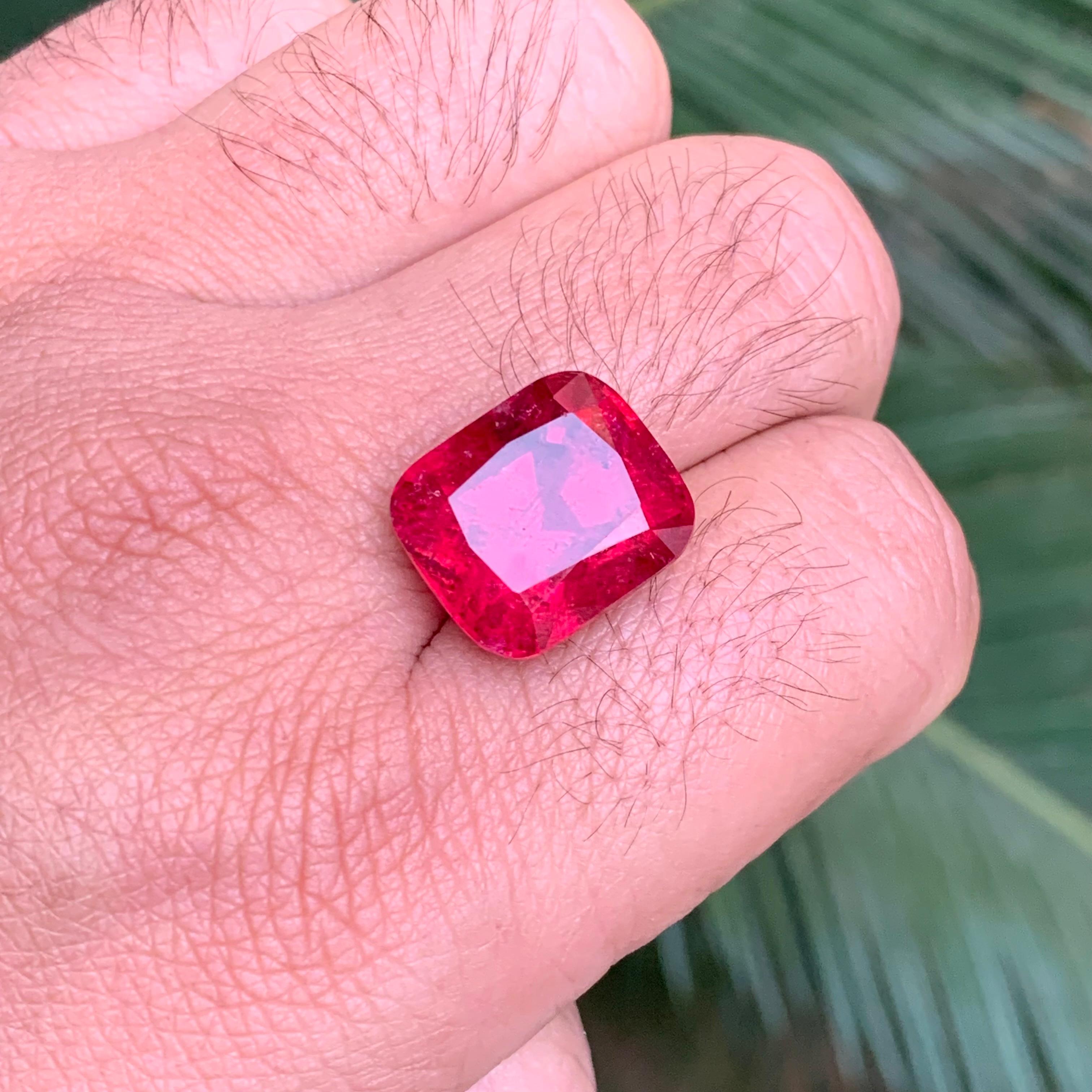 Reddish Vivid Pink Natural Rubellite Tourmaline Loose Gemstone 19.55 Ct Cushion 8