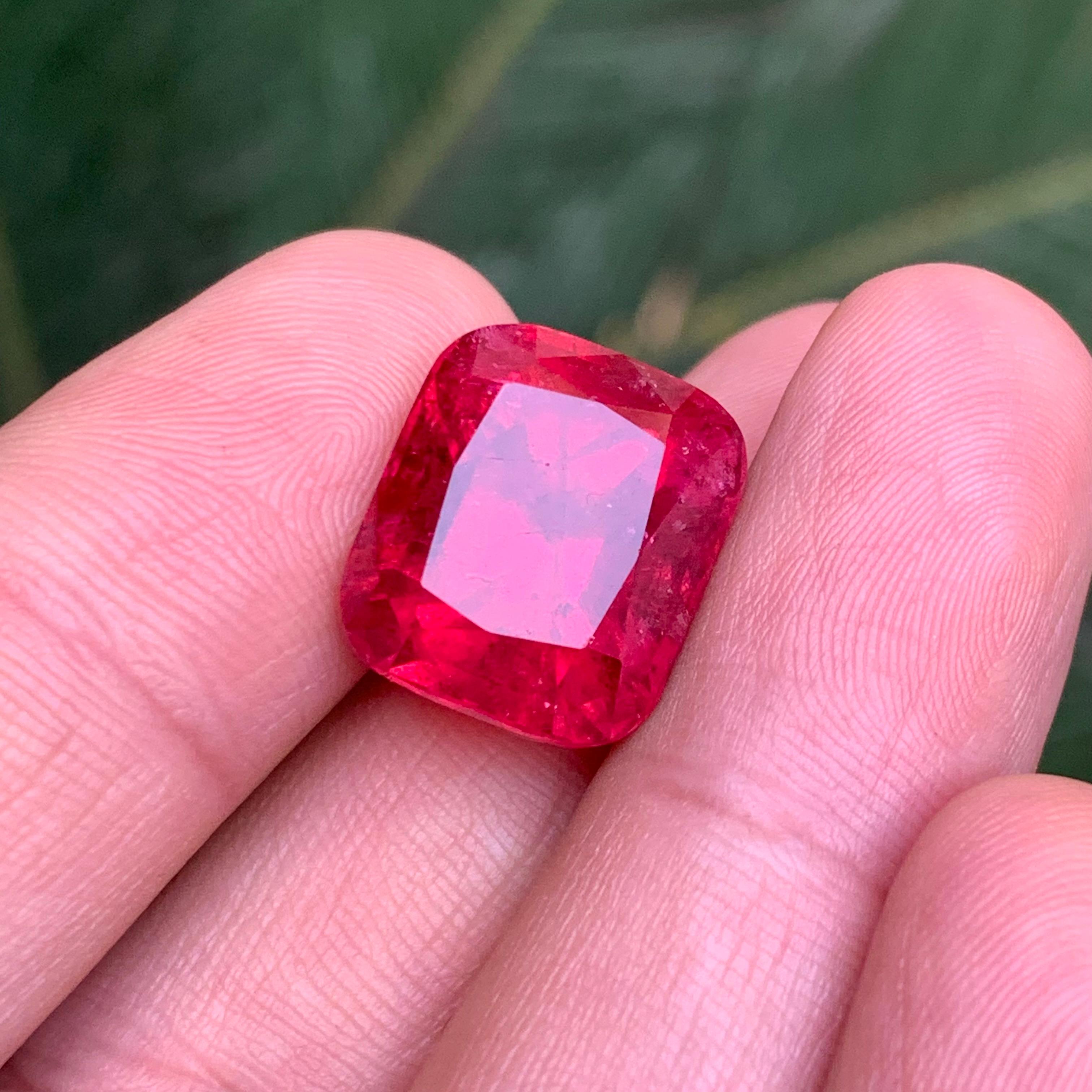Reddish Vivid Pink Natural Rubellite Tourmaline Loose Gemstone 19.55 Ct Cushion 2