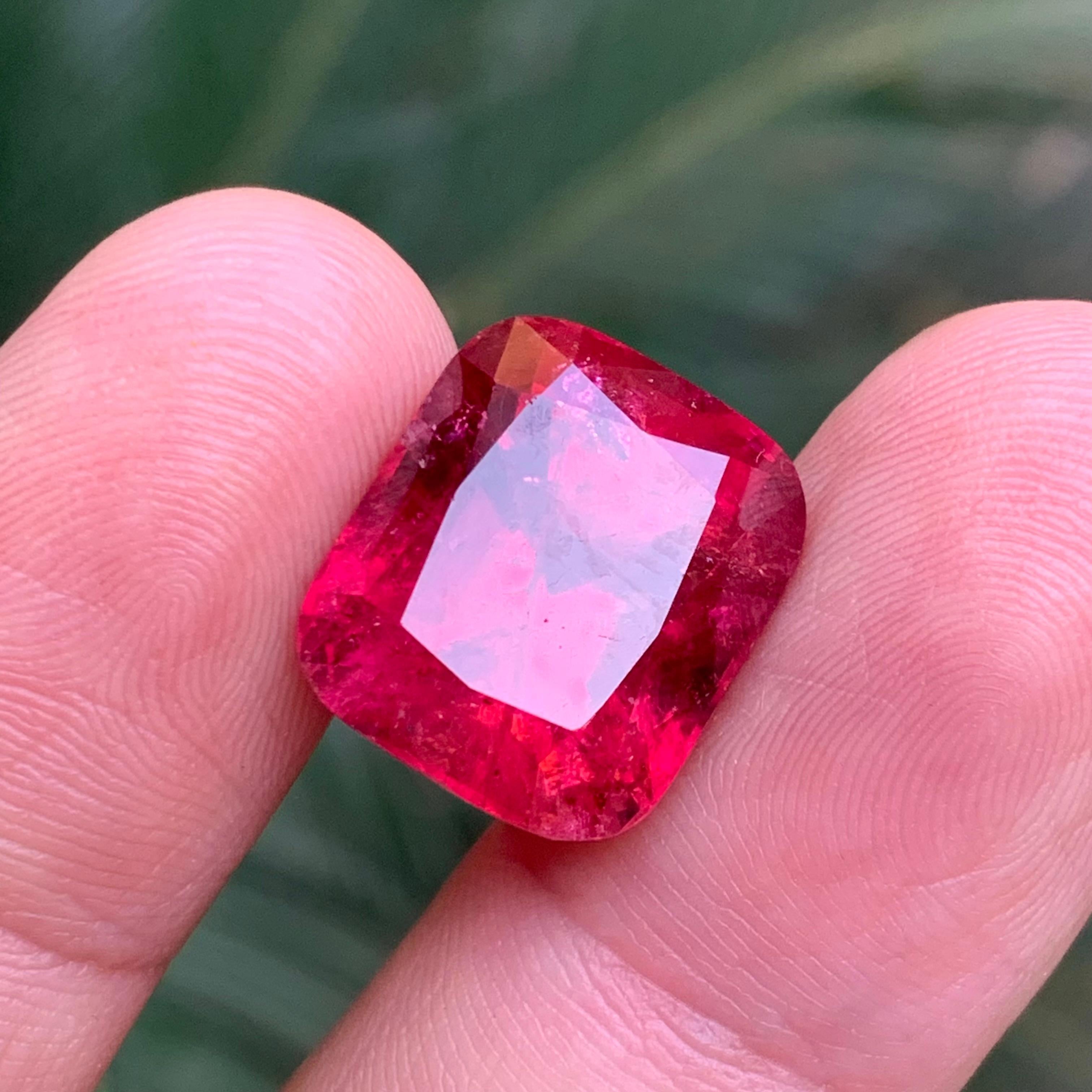 Reddish Vivid Pink Natural Rubellite Tourmaline Loose Gemstone 19.55 Ct Cushion 3