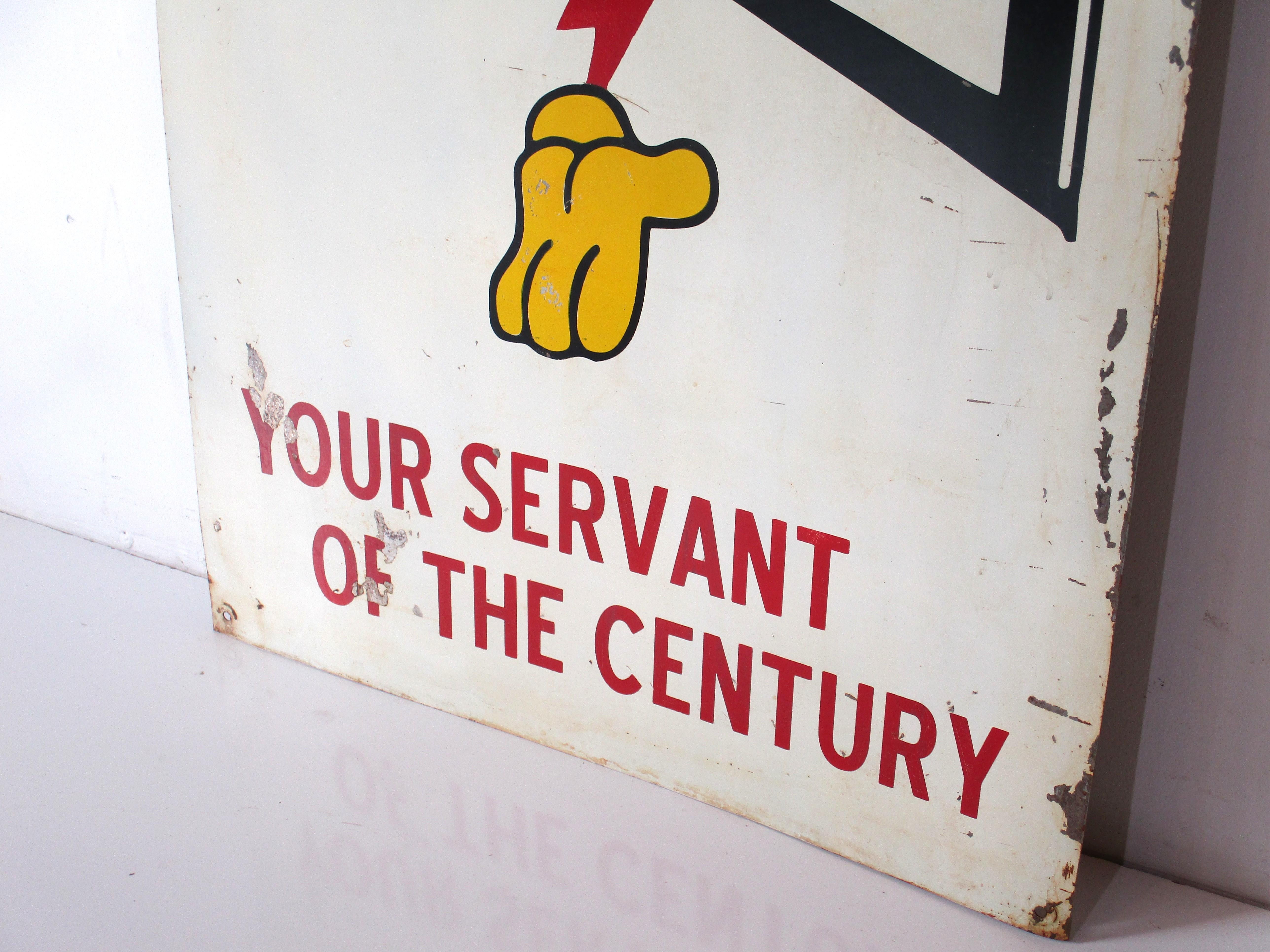20th Century Large Mid Century Reddy Kilowatt Metal Sign 