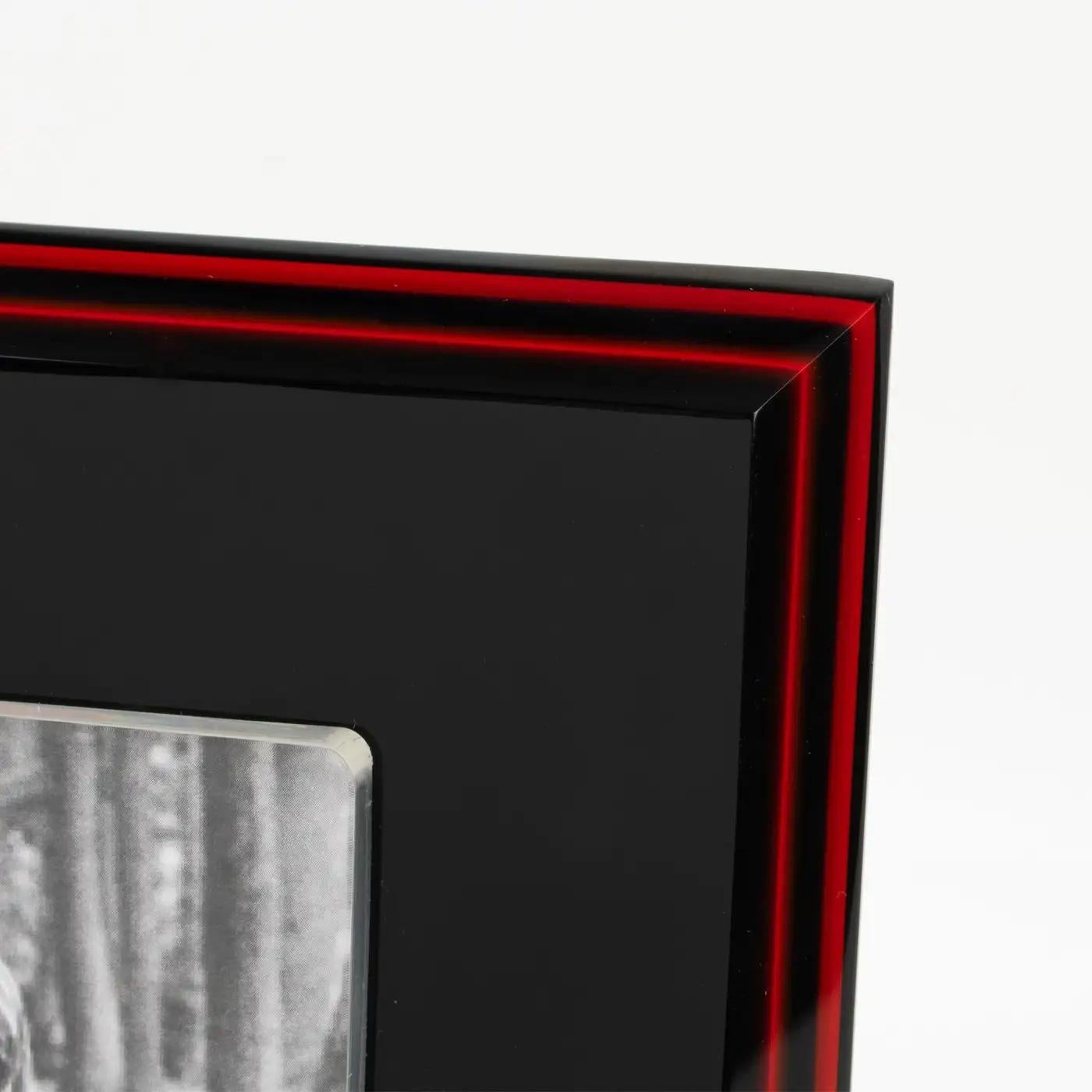 Acrylic Rede Guzzini Black and Red Lucite Picture Frame, Italy 1970s For Sale