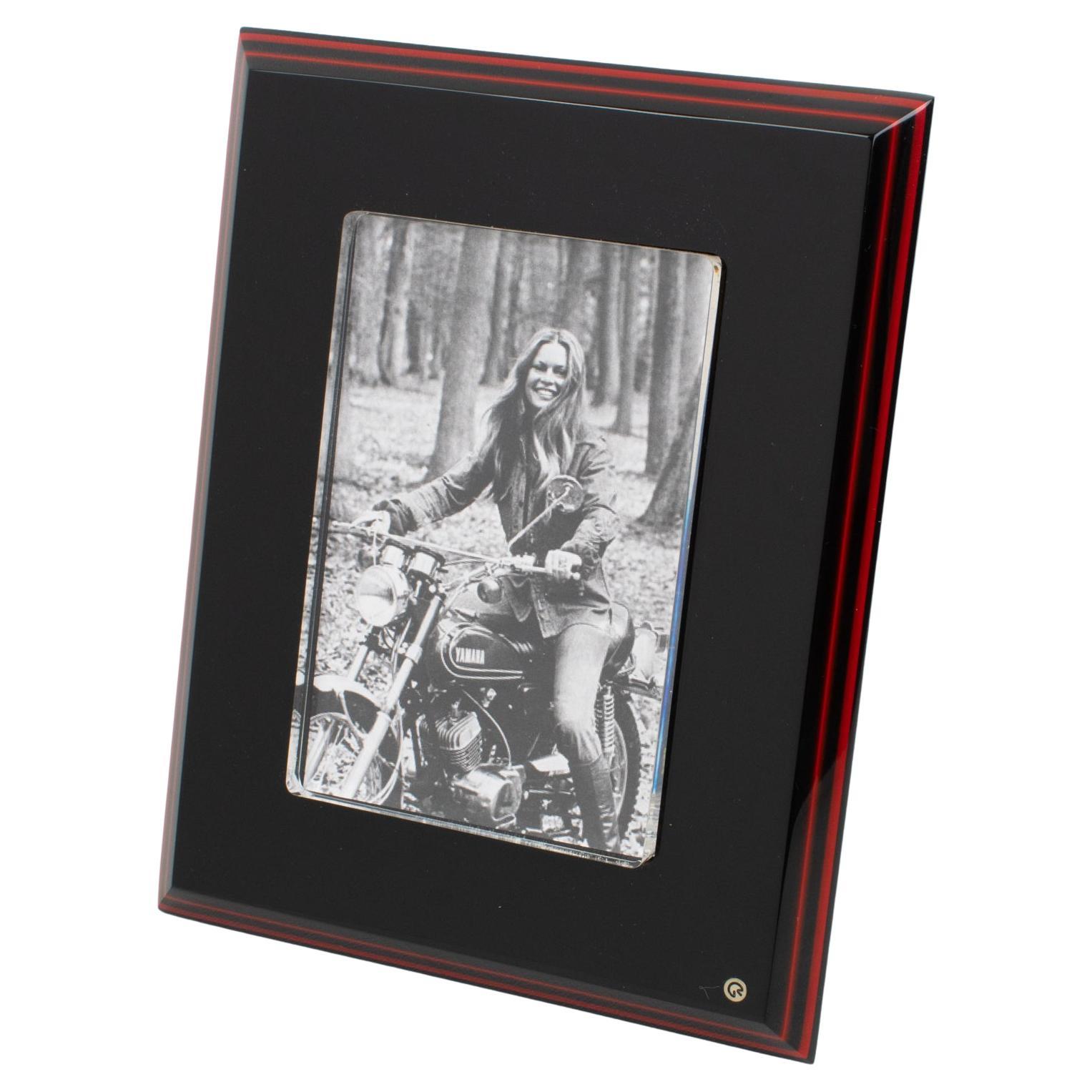 Rede Guzzini for Stilart Black and Red Lucite Picture Frame, 1970s