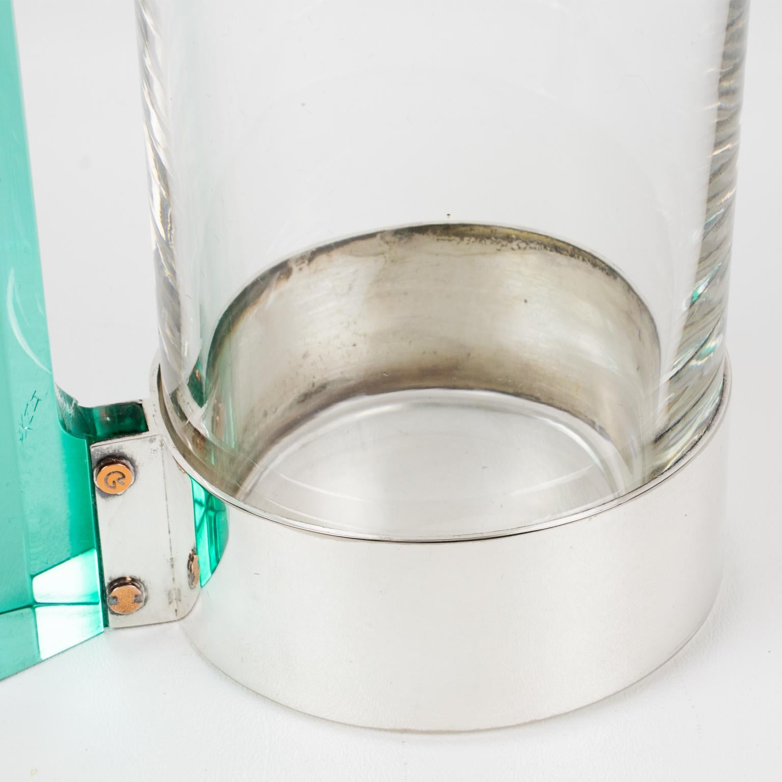 Guzzini Barware Silver Plate and Lucite Martini Cocktail Pitcher, circa 1970 For Sale 6