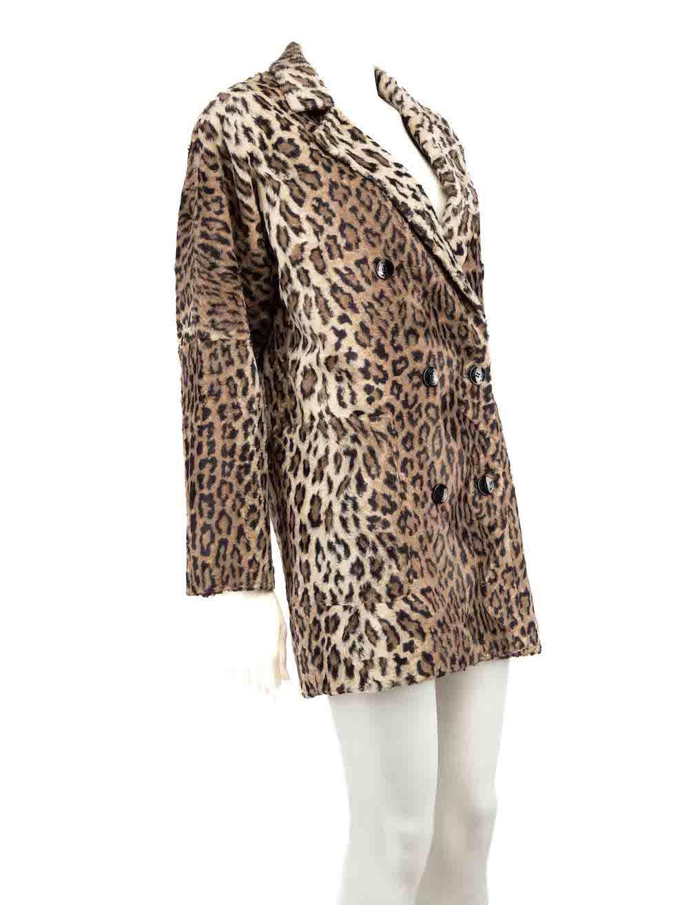 CONDITION is Very good. Minimal wear to coat is evident. Minimal wear to the left sleeve cuff with thinning to the texture on this used Redemption designer resale item.
 
 Details
 Brown
 Faux fur
 Coat
 Leopard pattern
 Double breasted
 Button