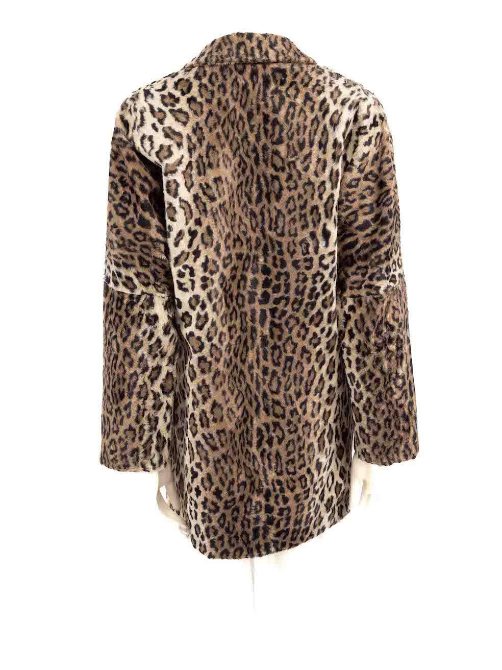 Redemption Brown Faux Fur Leopard Print Coat Size S In Good Condition For Sale In London, GB