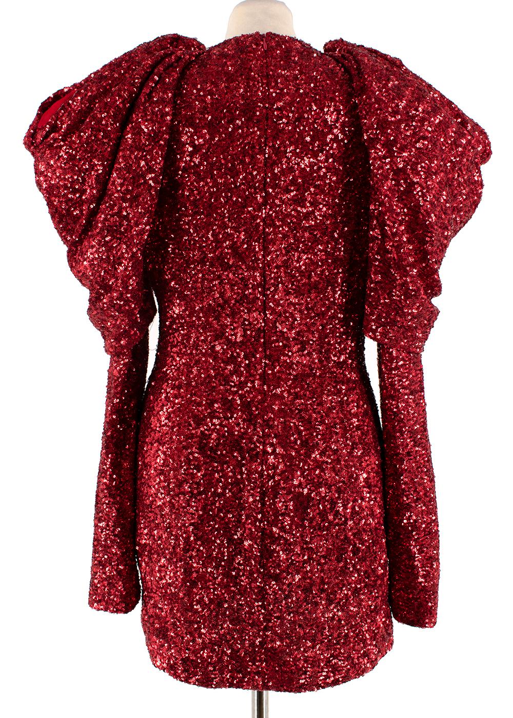 Redemption Draped Sequined Chiffon Mini Dress - Size US 8 In Excellent Condition For Sale In London, GB