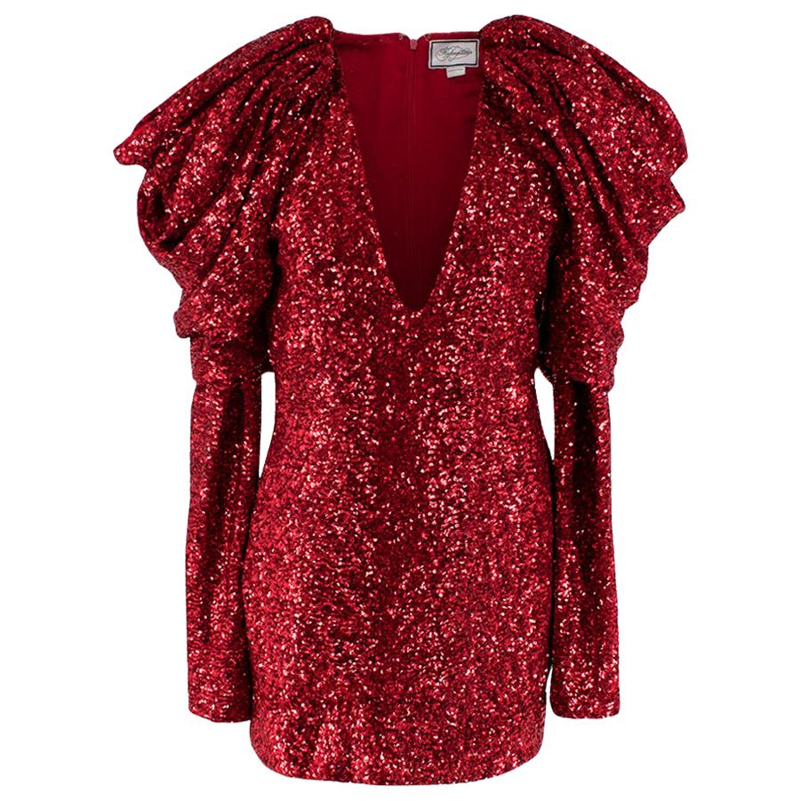 Redemption Draped Sequined Chiffon Mini Dress - Size US 8 For Sale
